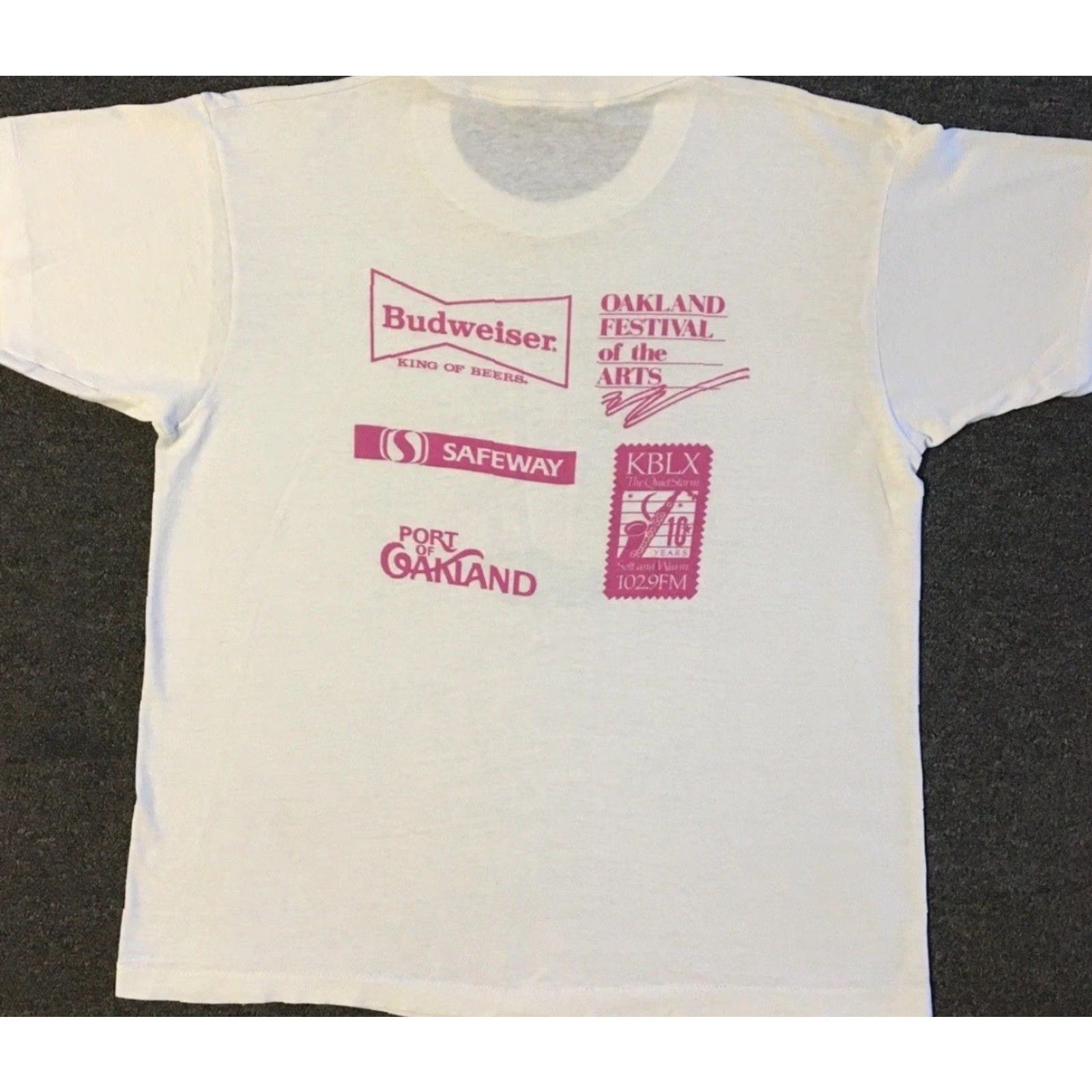 Budweiser VINTAGE Oakland Art Explosion Faded Abstract Shirt S White 80s 90s Grunge Surf Beer USA Size US S / EU 44-46 / 1 - 2 Thumbnail