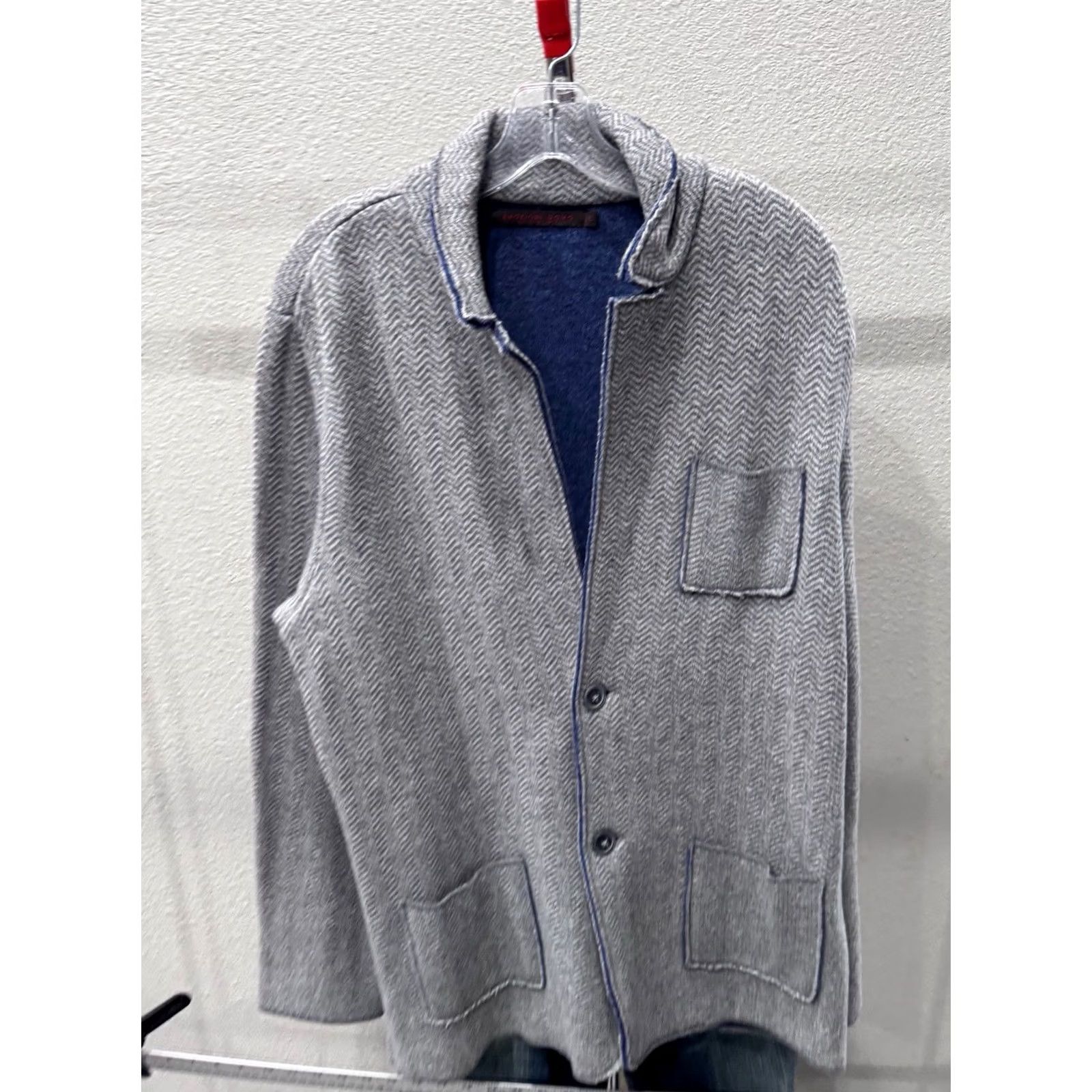 Vintage Emozioni Uomo Made Italy Unique Gray Blue Sweater Jacket Large L Mens Size US L / EU 52-54 / 3 - 3 Thumbnail