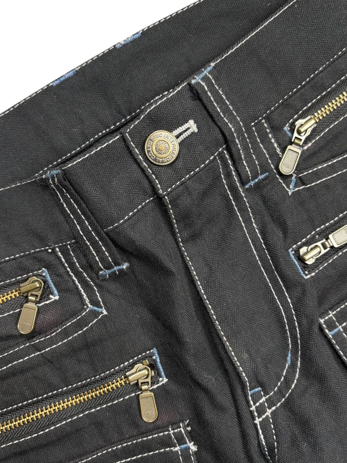 Tornado Mart 2000s Tornado Mart Multizips Contrast Stitching Flared Pant Size US 29 - 7 Thumbnail