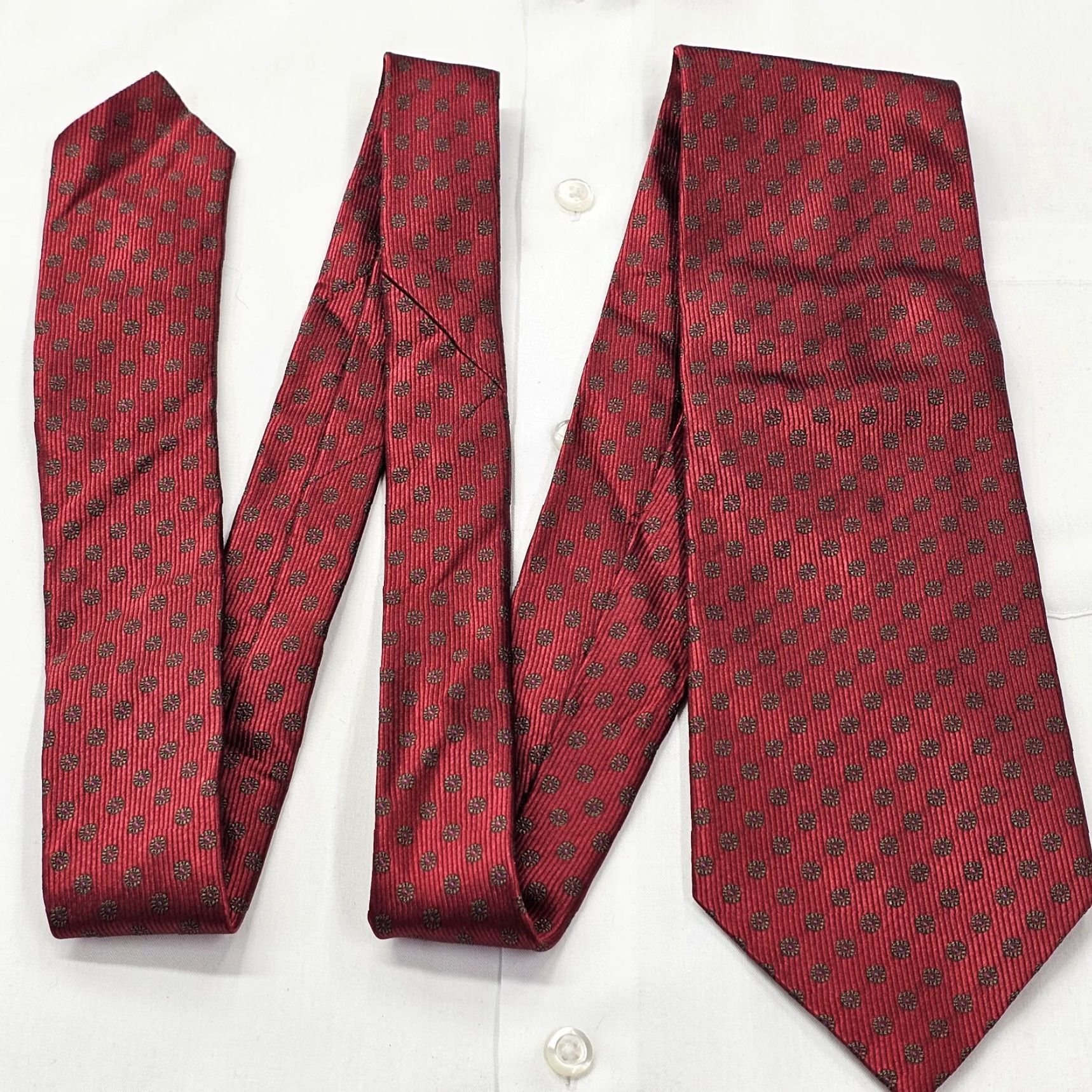 Vintage VINTAGE JZ RICHARDS Necktie Men's Red Silk Tie Geometric Circles 60"X4" Designer Tie Businessmen Style Mens Size ONE SIZE - 3 Thumbnail