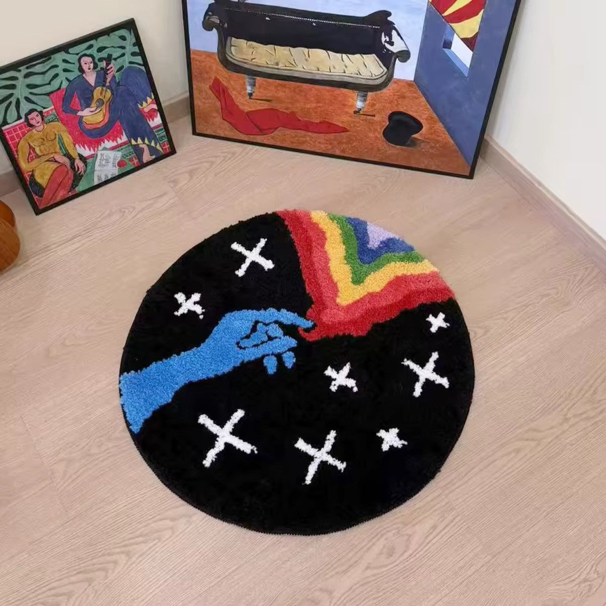 Handmade Rainbow Star Tufted Home Bedroom Carpet Rug Size ONE SIZE - 3 Thumbnail