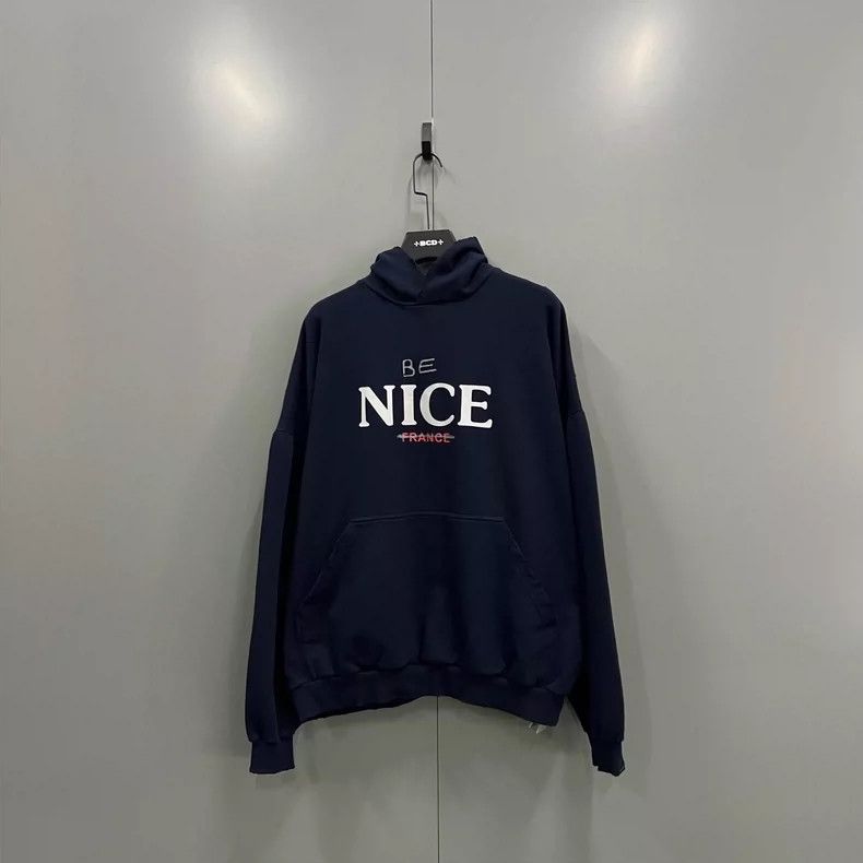 Balenciaga Balenciaga Dark blue letter printed hoodie Size US M / EU 48-50 / 2 - 1 Thumbnail