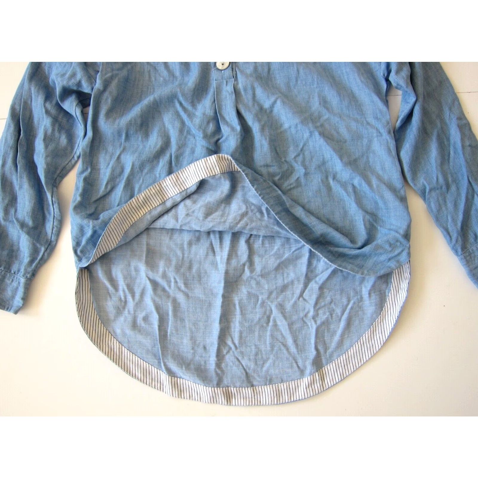 Soft Surroundings Soft Surroundings 100% Tencel Blue Denim Long Sleeve Collared Tunic Blouse PXS Size XS / US 0-2 / IT 36-38 - 7 Thumbnail