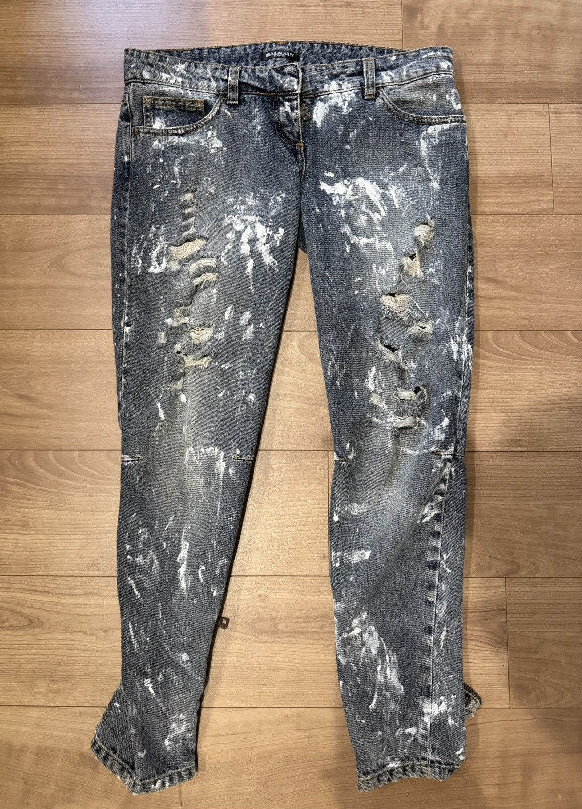 Balmain Balmain Decarnin era Chain destroy painted jeans Size US 30 / EU 46 - 1 Thumbnail