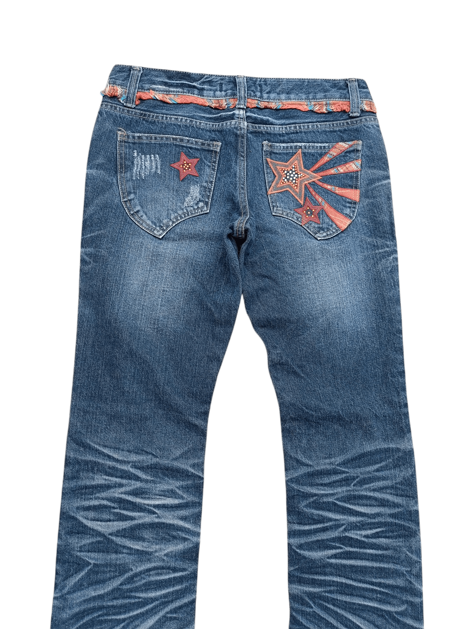Japanese Brand BUZZ SPUNKY Skinny Distressed Whiskers Faded Rare Design Size US 30 / EU 46 - 12 Thumbnail