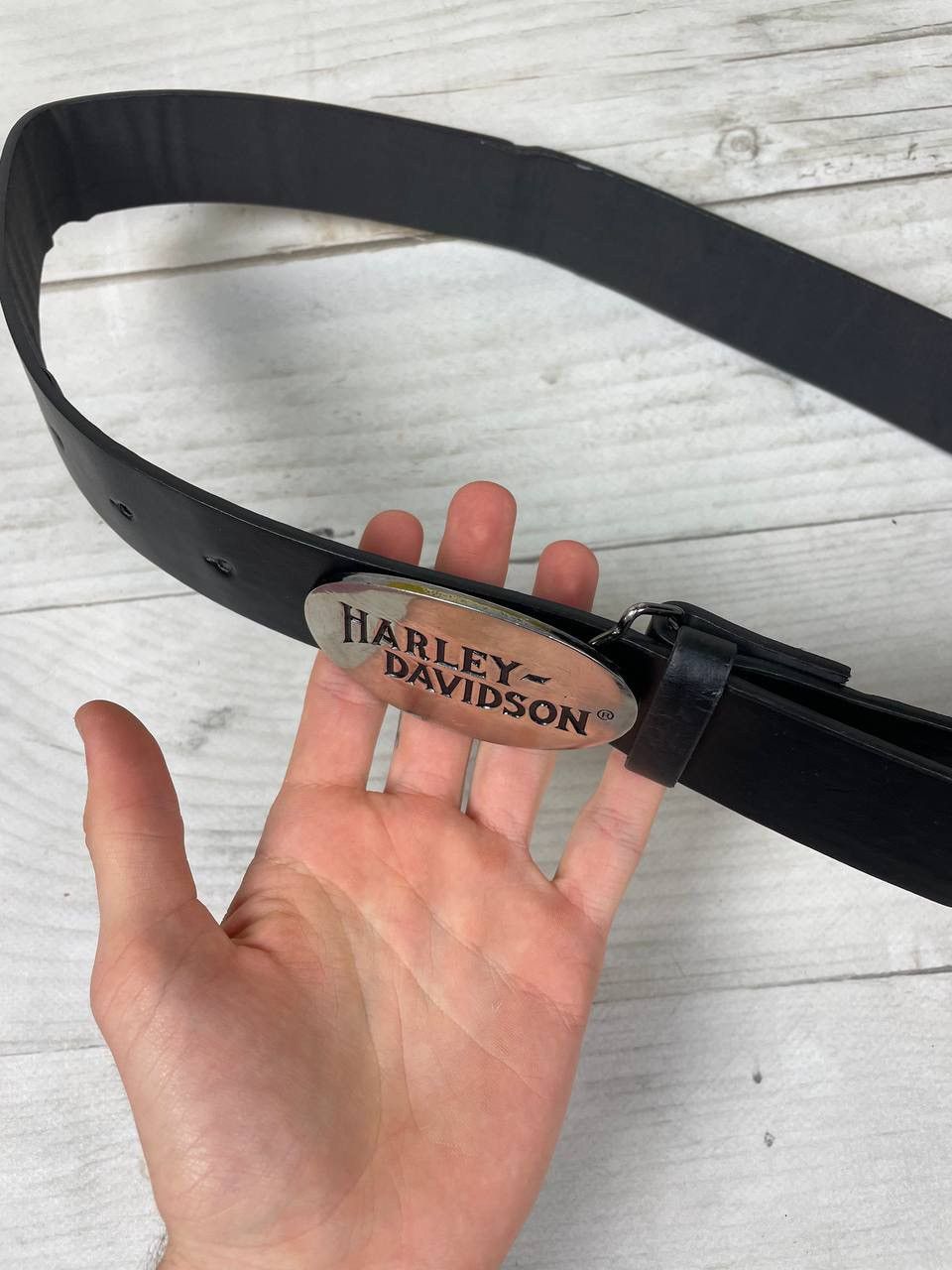 Harley Davidson Vintage Chrome Brass Harley Davidson Logo 1983 Leather Belts Size ONE SIZE - 7 Thumbnail