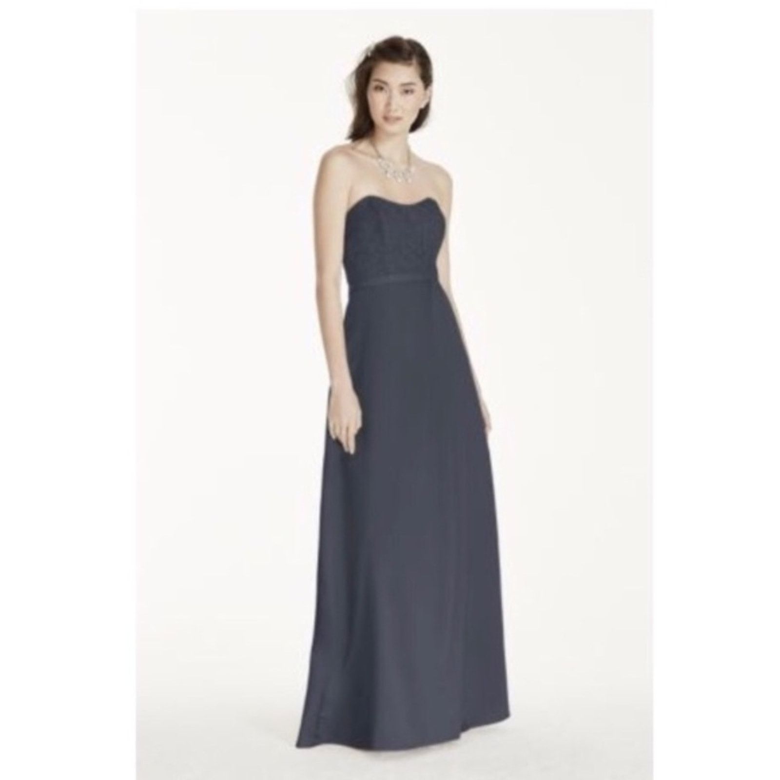 Other David's Bridal Black Strapless Lace Satin Gown Size XS / US 0-2 / IT 36-38 - 1 Thumbnail