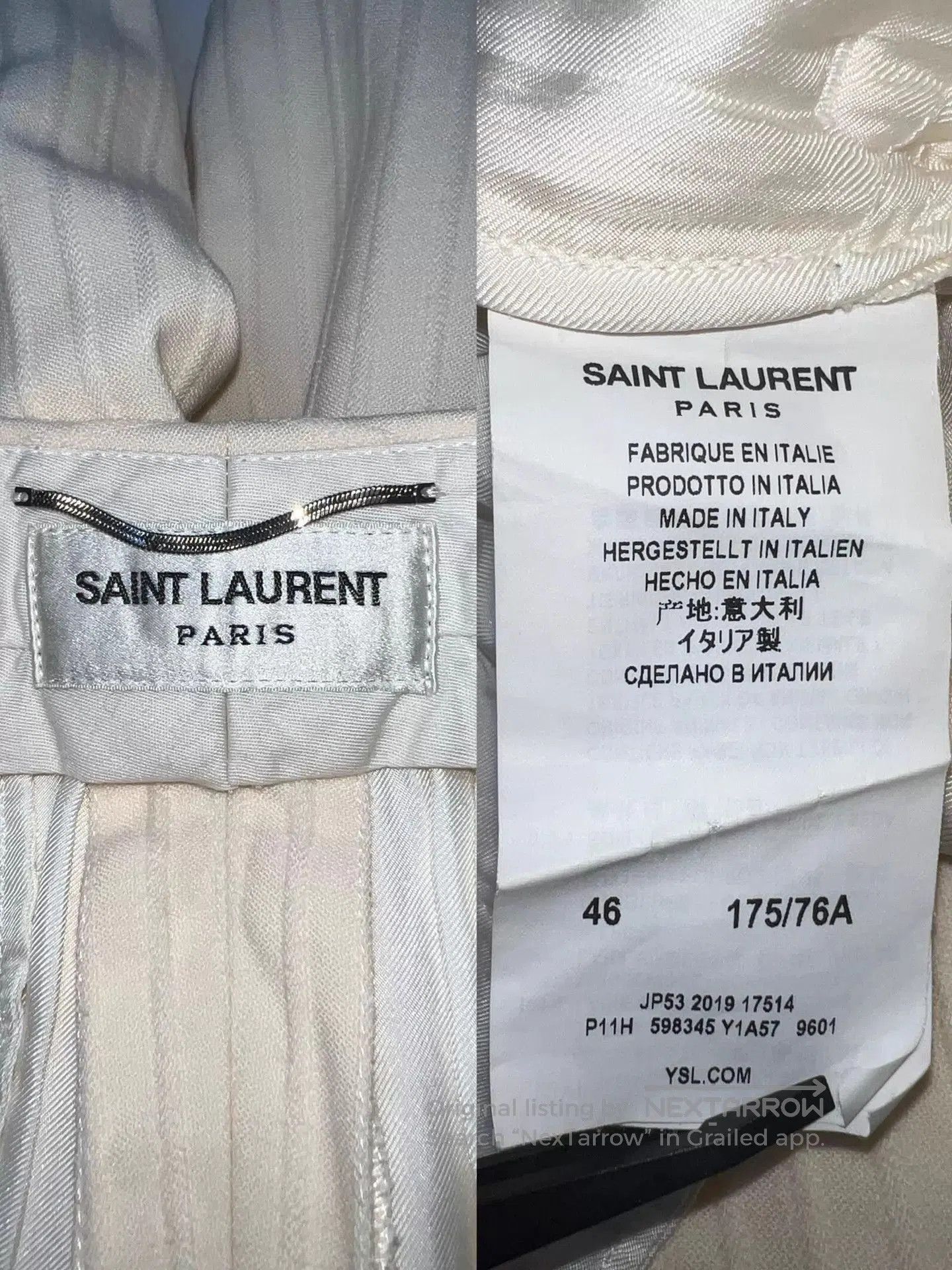 Saint Laurent Paris Beige Pinstripe Double-Breasted Blazer. Size US M / EU 48-50 / 2 - 8 Thumbnail
