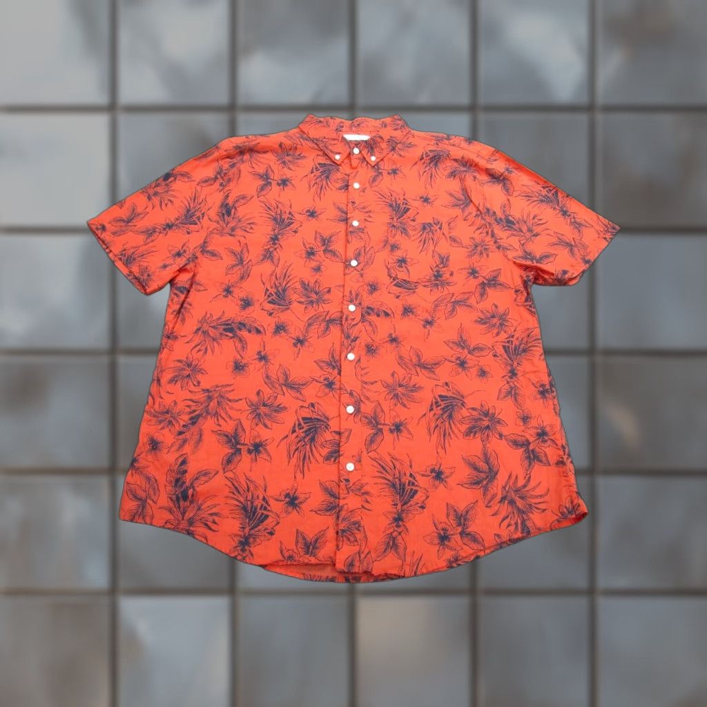 Onia VINTAGE Onia Hawaiian Shirt Mens 2XL Casual Short Sleeve Linen Cotton Blend Orange Blue Floral Size US XXL / EU 58 / 5 - 1 Thumbnail