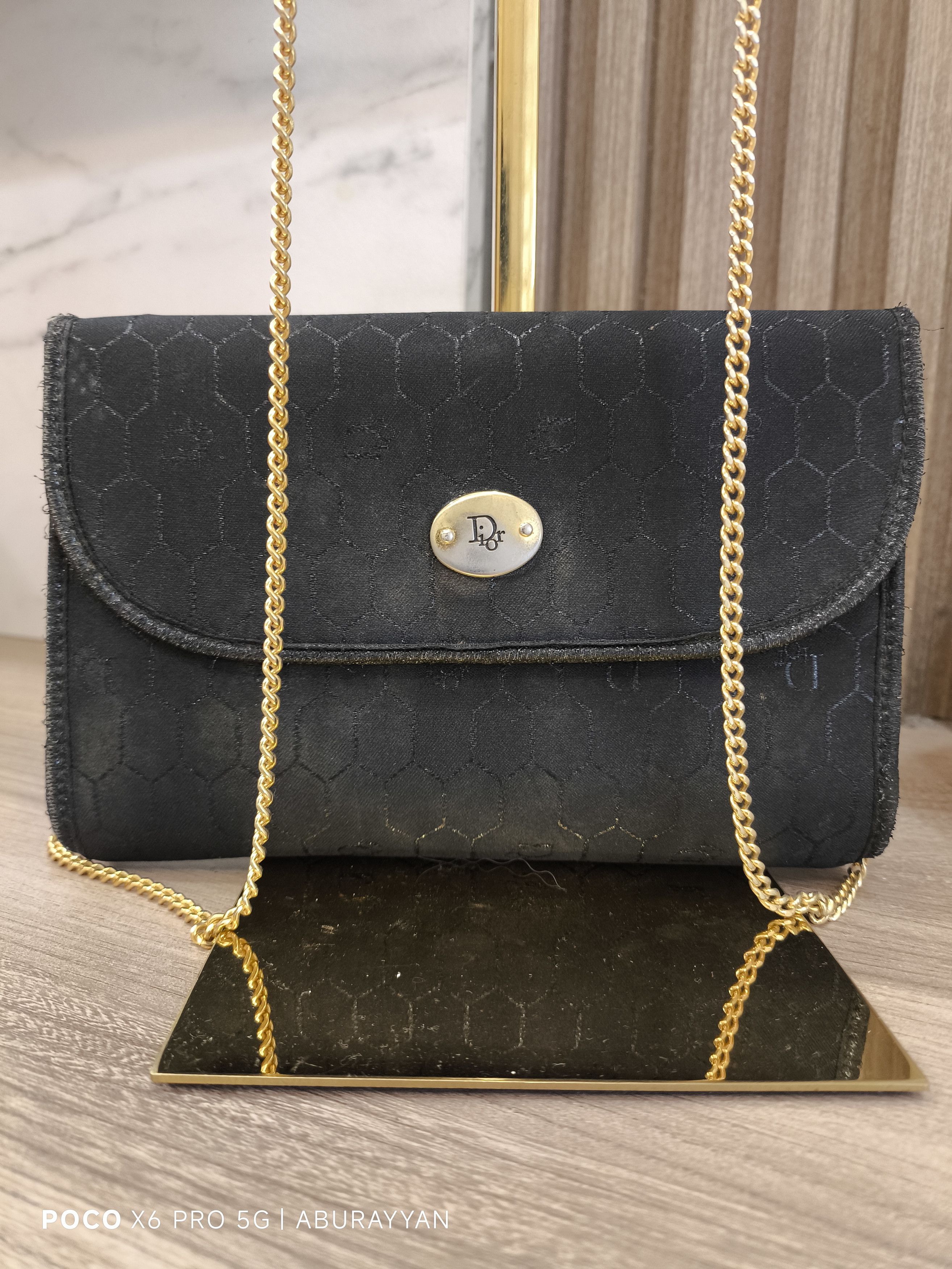 Dior Christian Dior Honeycomb Canvas Chain Shoulder Bag Black Size ONE SIZE - 2 Thumbnail