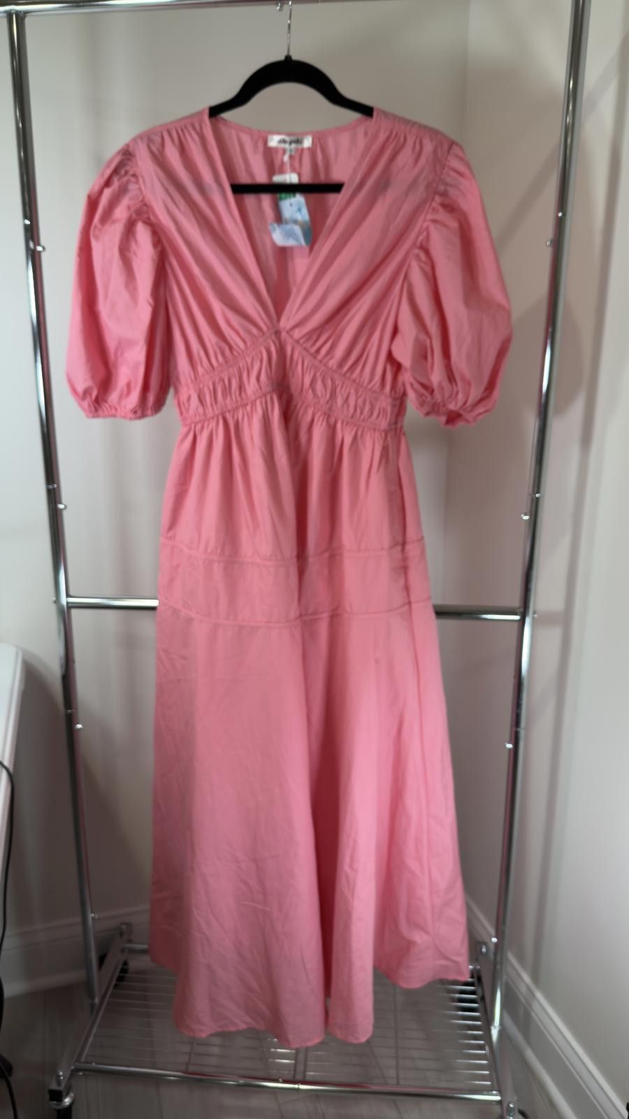Designer Sissyaki Pink Puff Sleeve Maxi Dress - New with Tags Size L / US 10 / IT 46 - 1 Thumbnail
