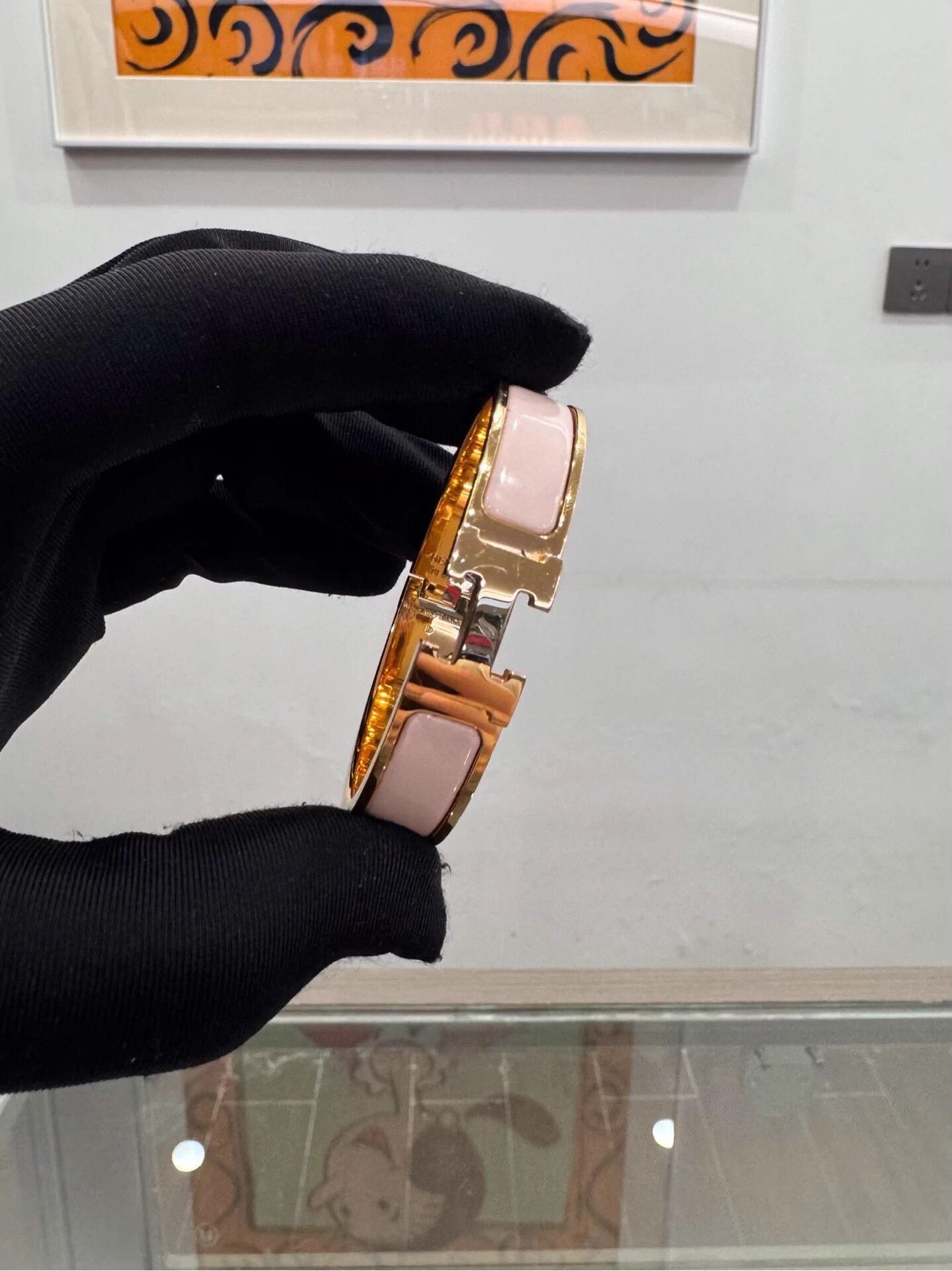 Hermes Hermes Clic H Pink Enamel Gold Clasp Bracelet PM Size ONE SIZE - 3 Thumbnail