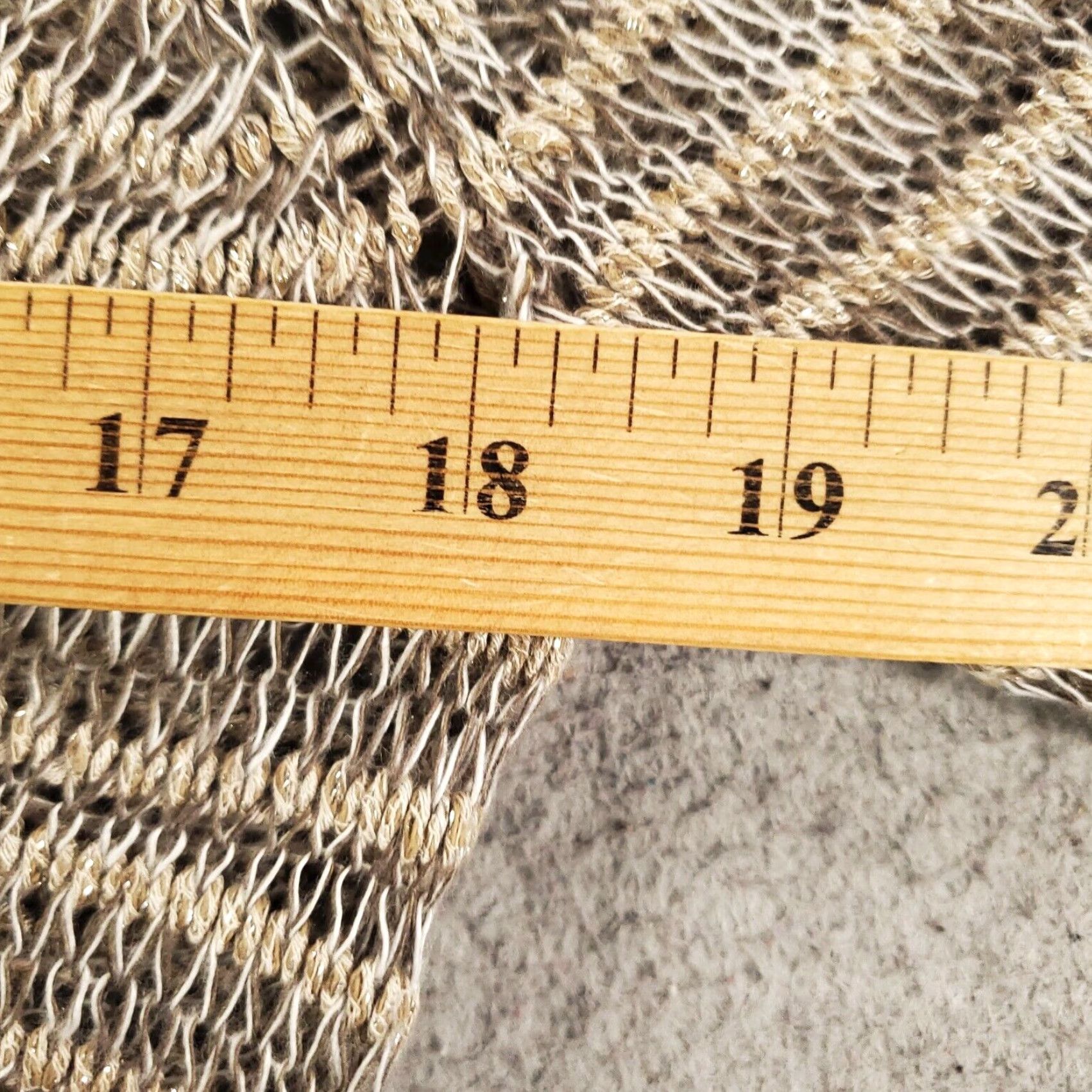 Eileen Fisher EILEEN FISHER Sweater Womens Large Beige Striped Open Knit Pullover V-Neck Lightweight Bohemian Classic Size L / US 10 / IT 46 - 4 Thumbnail