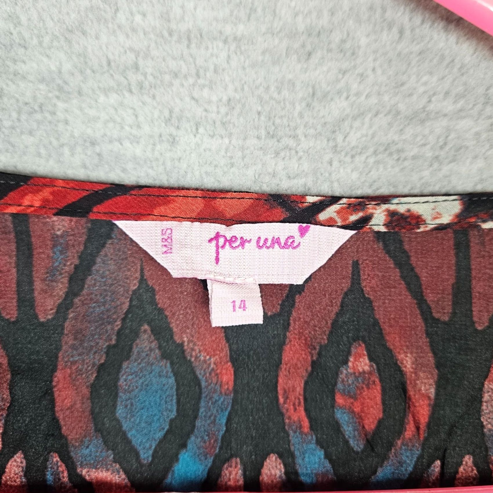 Bell Per una M&S Blouse Size 14 Women's Long Bell Sleeve Tie-dye pattern Stretch Size XL / US 12-14 / IT 48-50 - 6 Thumbnail