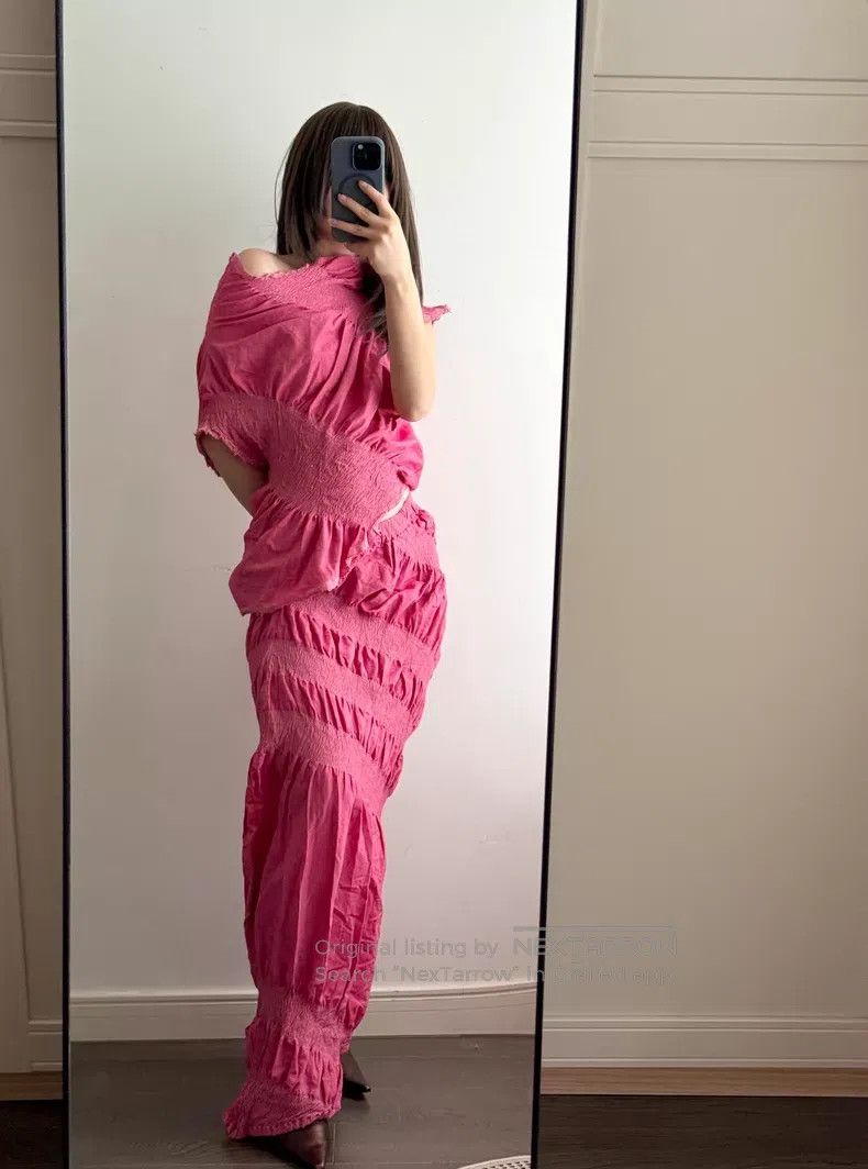 Issey Miyake Issey Miyake Pink Irregular Ruched Set (Top & Long Skirt) Size M / US 6-8 / IT 42-44 - 1 Thumbnail