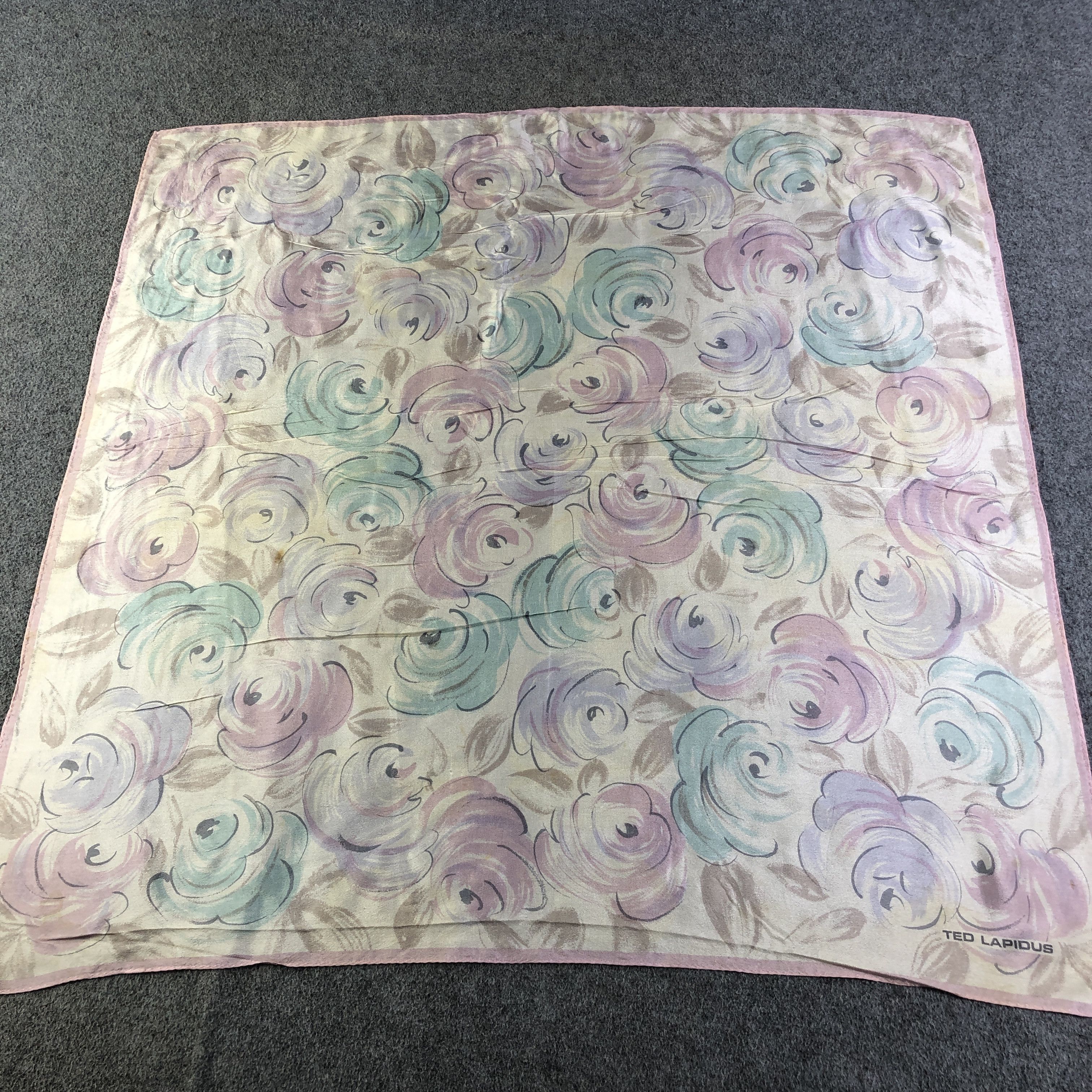TED LAPIDUS Ted Lapidus Floral Hand Rolled Silk Scarf M1046 Size ONE SIZE - 2 Thumbnail