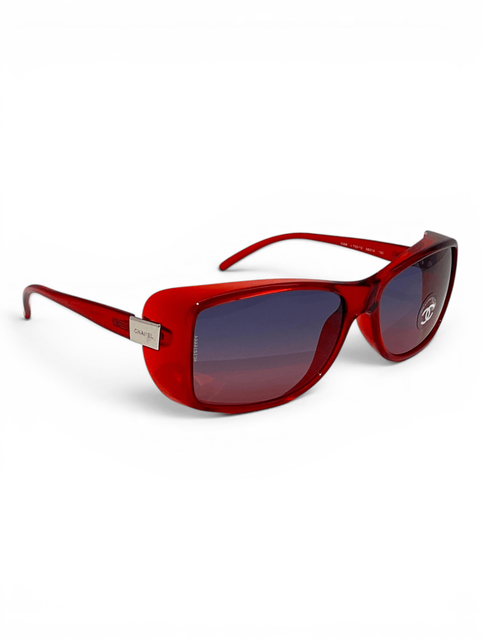 Chanel Chanel CC Logo Shield Oversized Vintage Red Sunglasses Y2K Size ONE SIZE - 1 Thumbnail
