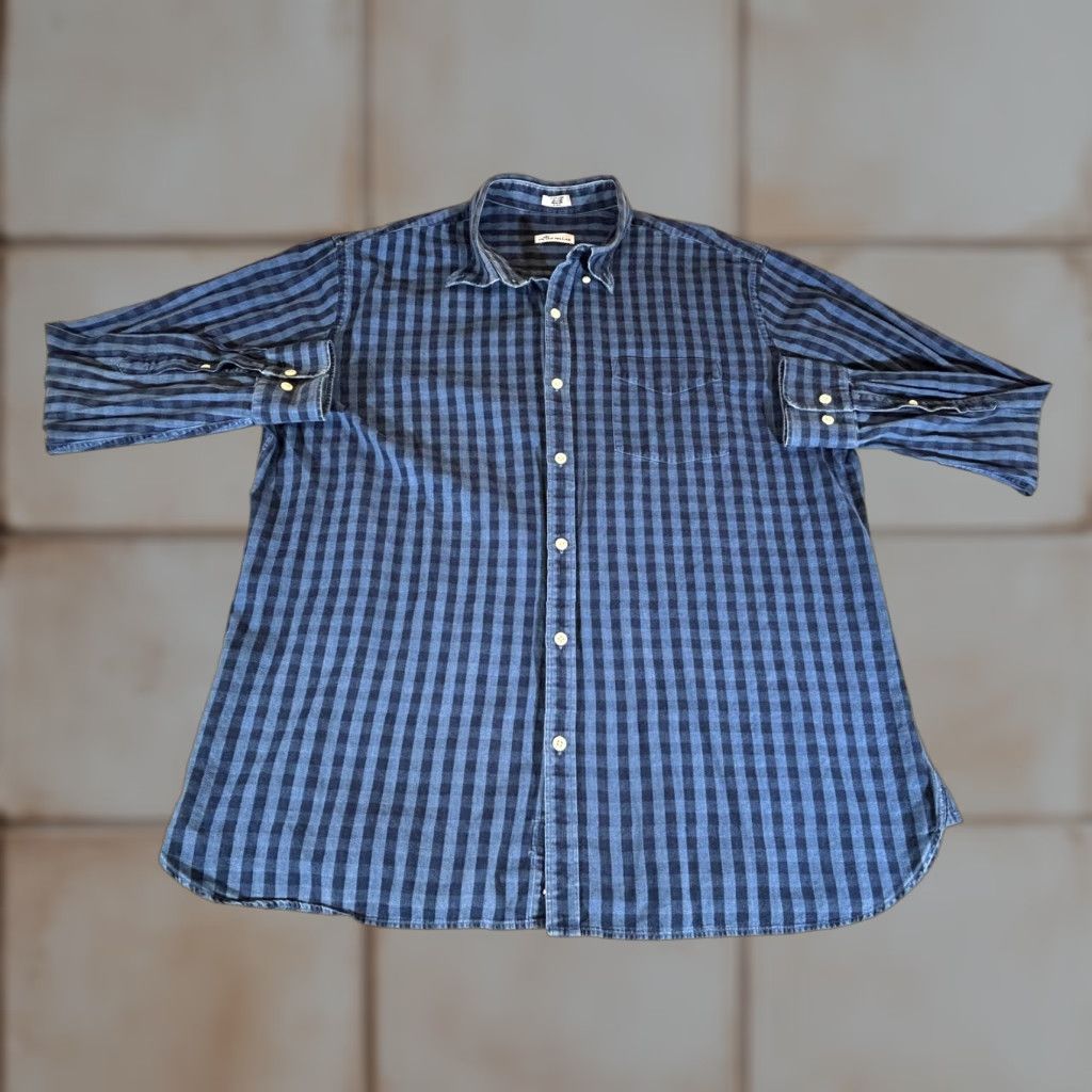Peter Millar Peter Millar Shirt Mens XL Blue Check Button Long Sleeve Office Golf Cotton Shirt Size US XL / EU 56 / 4 - 1 Thumbnail