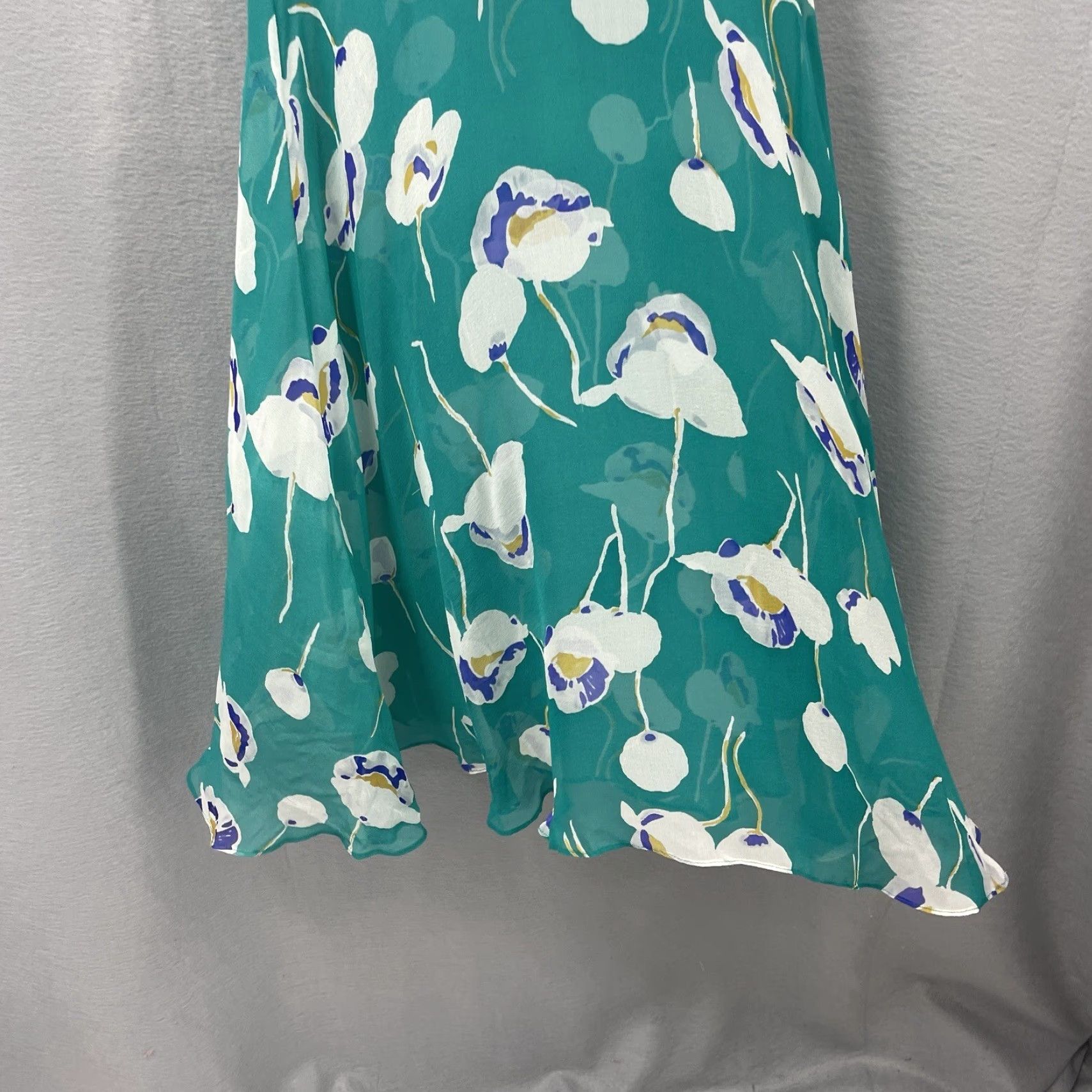 Vintage Nookie Women's Silk Dress Sheer Floral Mini Green Cap Sleeve Casual 8 Spring Summer Fall Winter Size M / US 6-8 / IT 42-44 - 7 Thumbnail