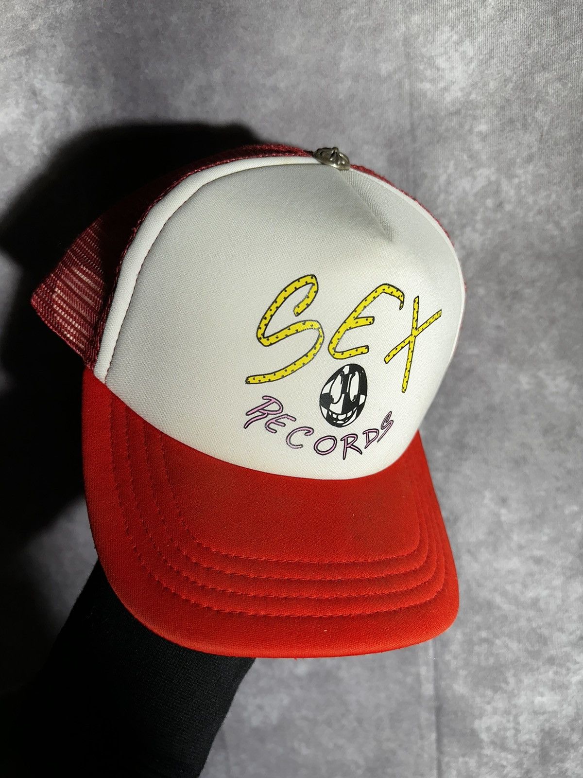 image of Chrome Hearts Sex Records Trucker Hat in White, Men's