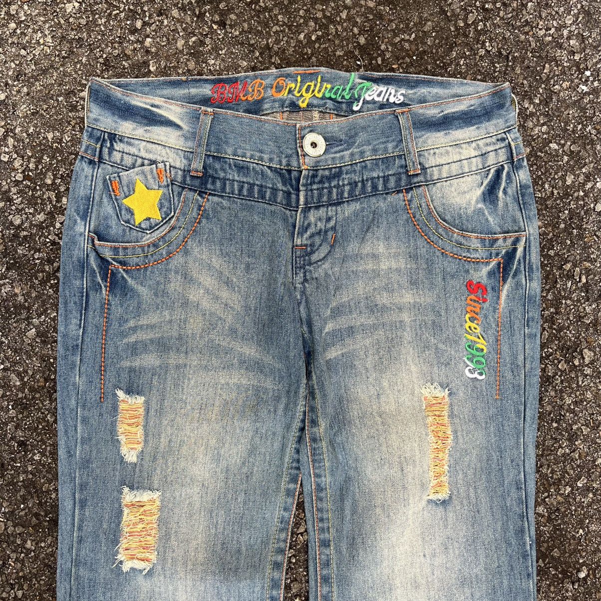 Other Blue Moon Blue Rainbow Denim Distressed Jeans Faded Blue Size 29" - 4 Thumbnail
