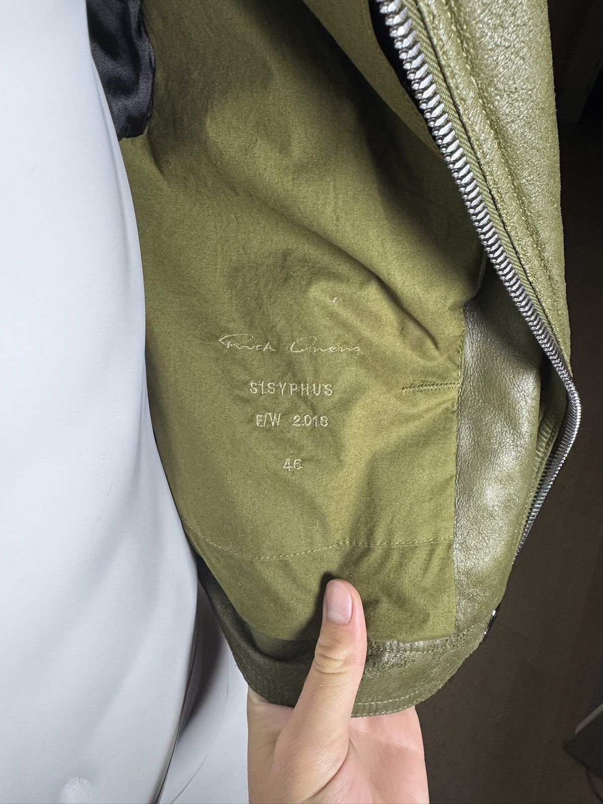 Rick Owens Rick Owens Dirty Green Leather Flight Jacket – FW18 Size US S / EU 44-46 / 1 - 8 Thumbnail
