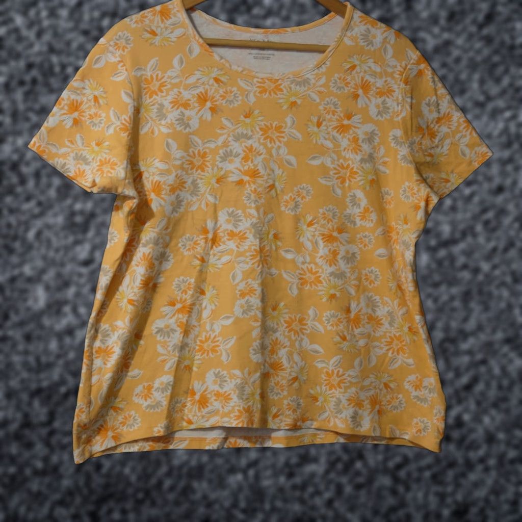 Vintage White Stag T-Shirt Floral 100% Cotton Orange Women's XXL Nwot! #H82-22 Size XXL / US 16-18 / IT 52-54 - 1 Thumbnail