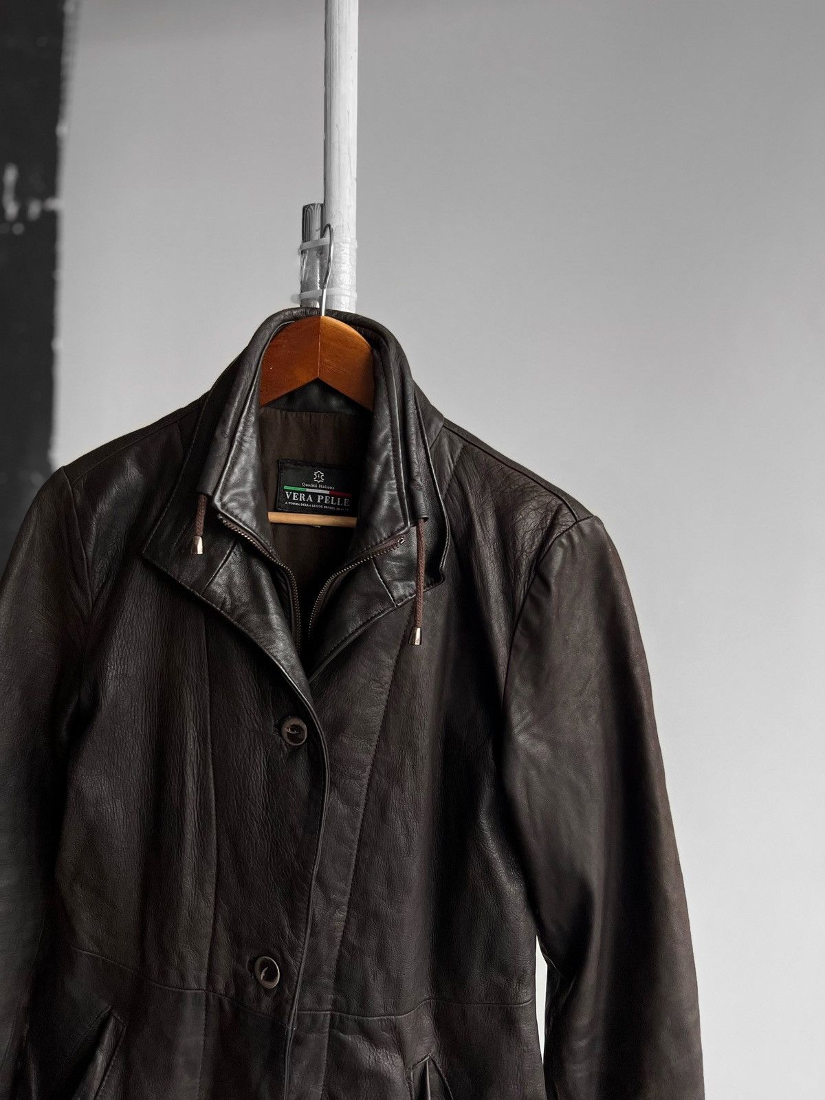Vera Pelle × Vintage Vera Pelle Womens Vintage 90s Leather Jacket Zipper Button Size S / US 4 / IT 40 - 2 Thumbnail
