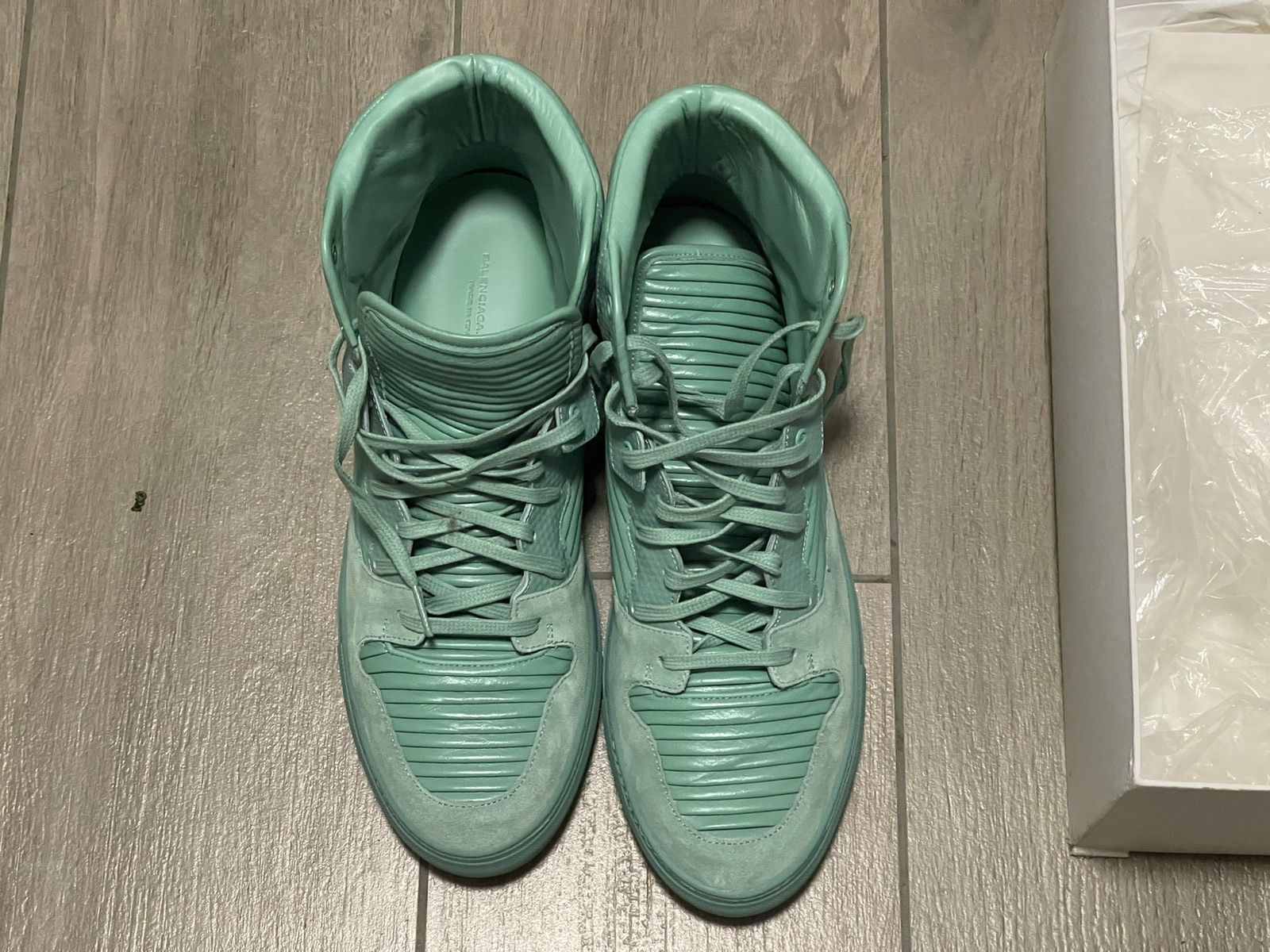 image of Balenciaga High Top Pleated Mint Shoes, Men's (Size 9.5)