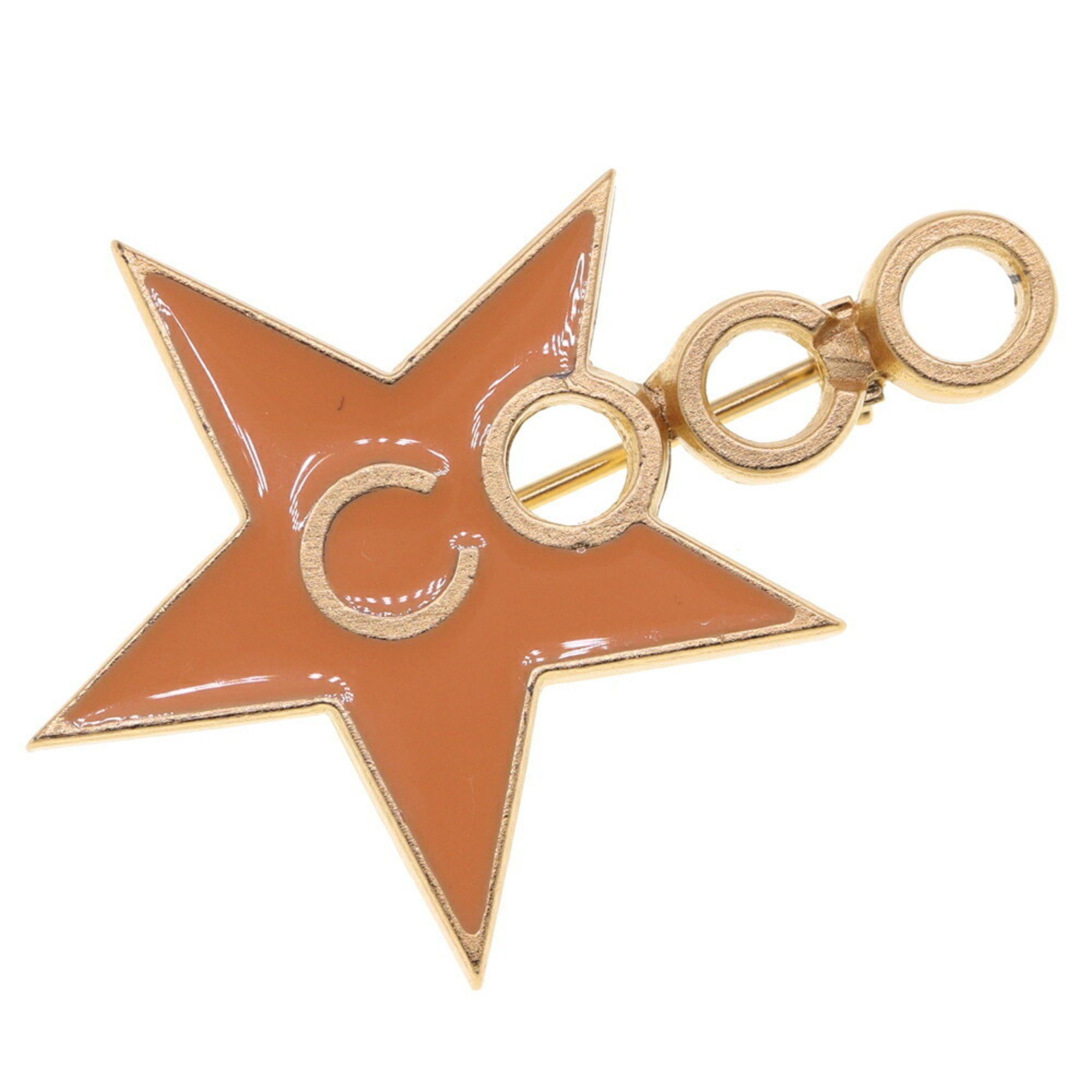 image of Chanel Brooch Gold Orange Metal 01P 2001 Model Fashion Star Women's Chanel