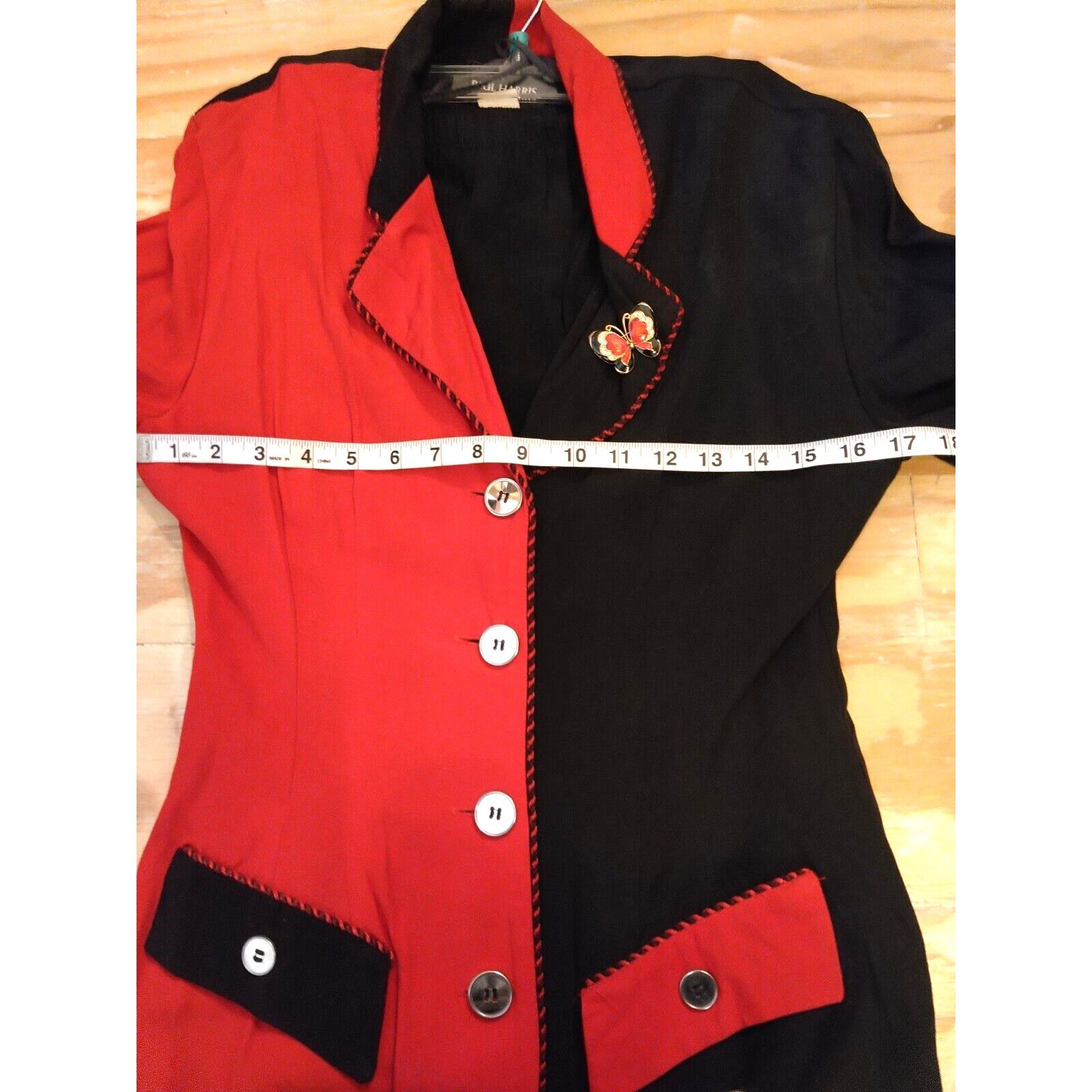 Other 90's Women's Paul Harris Black & Red Skirt Business Suit 5/6 Size M / US 6-8 / IT 42-44 - 4 Thumbnail