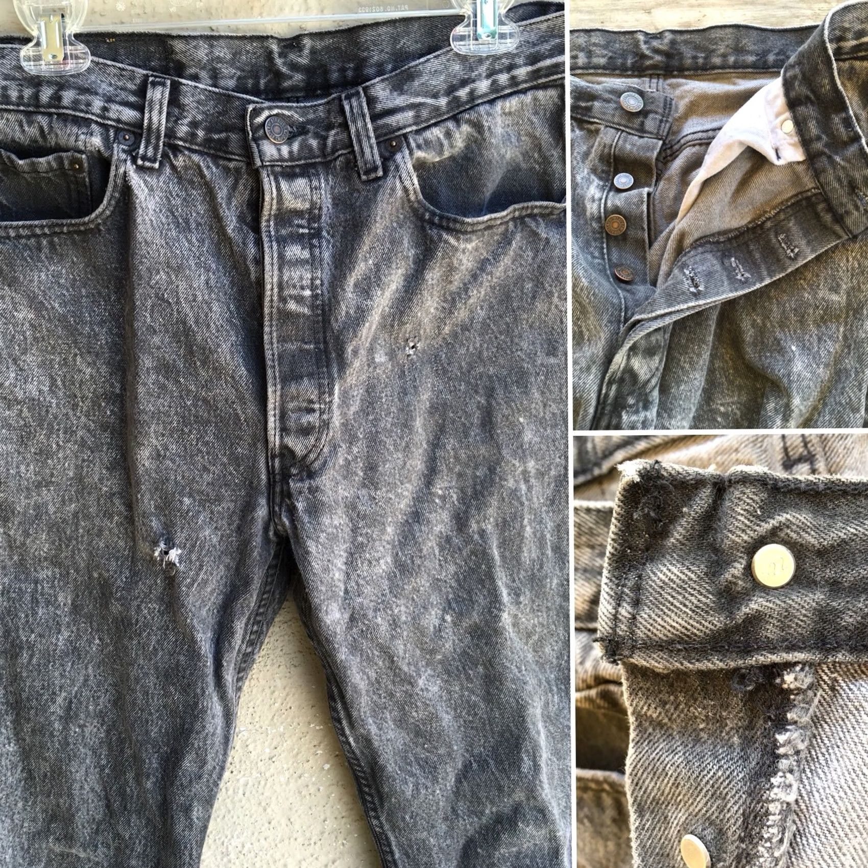 Vintage VINTAGE Levi’s 501 Jeans Button Fly Black Acid Wash USA 34 30 Measure 33 30 Denim Jeans 1980s Levis Mens Women Size US 33 - 5 Thumbnail