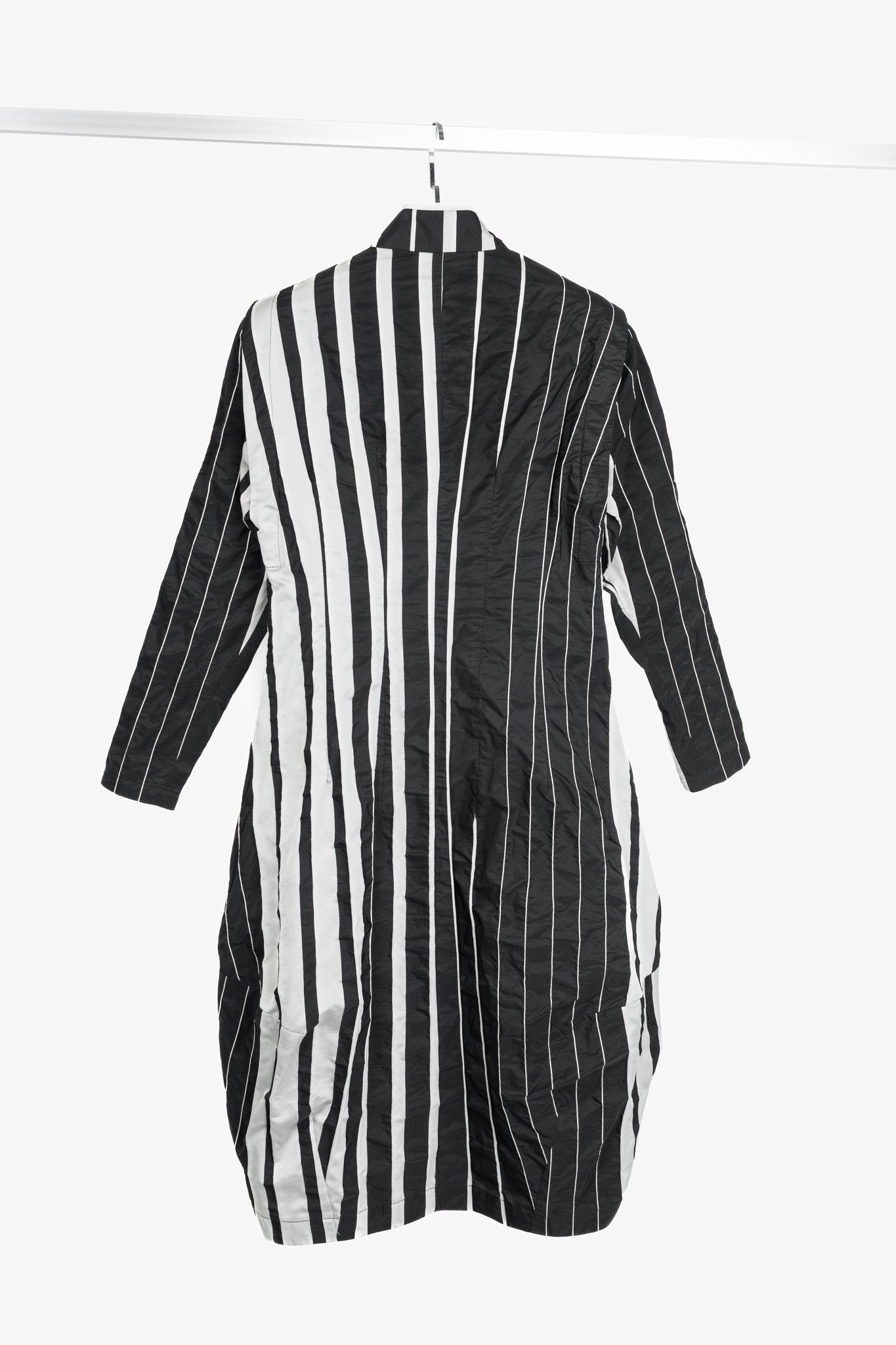 Other Trine Kryger Simonsen Black & Grey Striped-Taffeta Coat Size S / US 4 / IT 40 - 2 Thumbnail