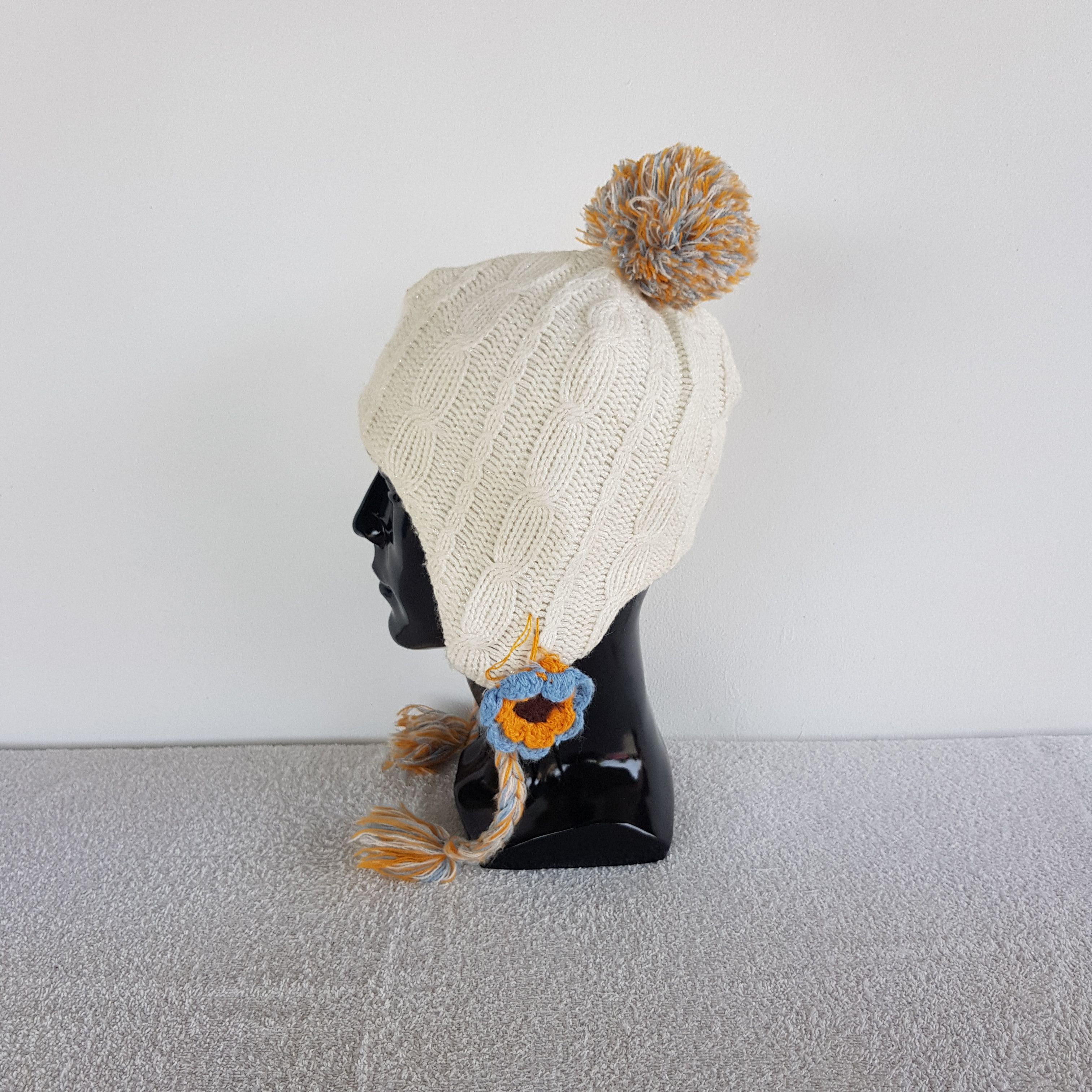 Aran Isles Knitwear Vintage Unknown Japanese Earflap Beanie Pom Snow Caps Hats Size ONE SIZE - 4 Thumbnail