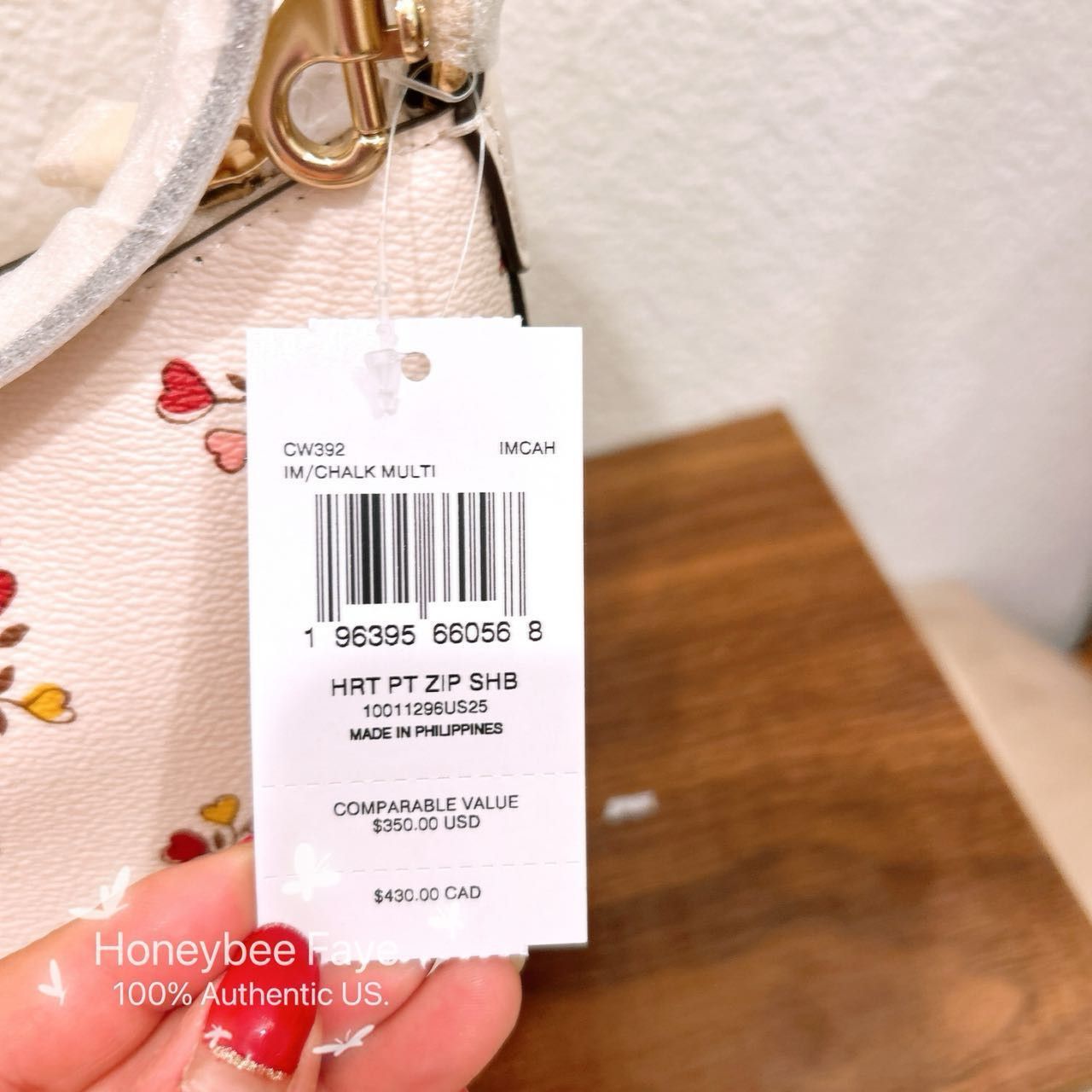 Coach NWT Coach Zip Top Shoulder Bag With Heart Print CW392 Size ONE SIZE - 5 Thumbnail
