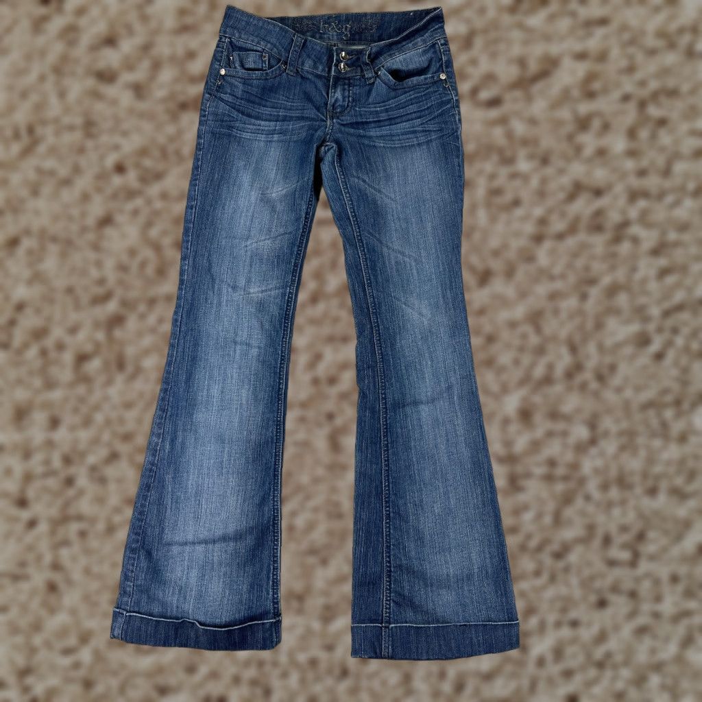 Vintage H&G Jeans Womens 7 Blue Denim Flared Embellish Embroidered Cotton Blend Size 28" / US 6 / IT 42 - 1 Thumbnail
