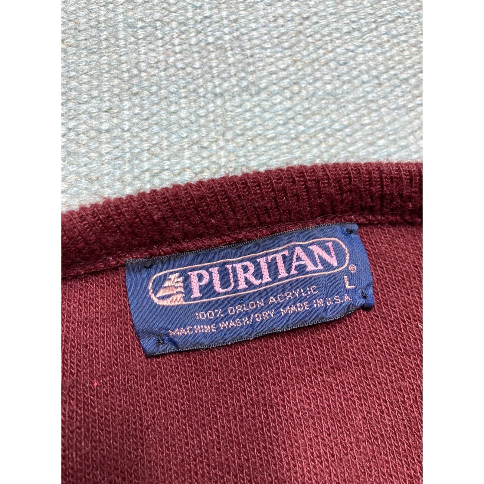 Vintage VINTAGE Puritan cardigan sweater Orlon acrylic burgundy maroon dots large Cardigan Men L Red 1970s Size US L / EU 52-54 / 3 - 5 Thumbnail