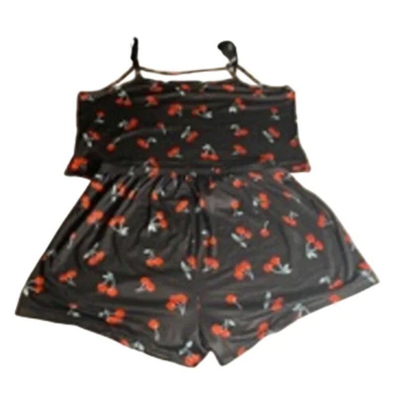 Other Y2K Cherry Print Pajama Set Black Sleepwear Cami 2XL Size ONE SIZE - 6 Thumbnail