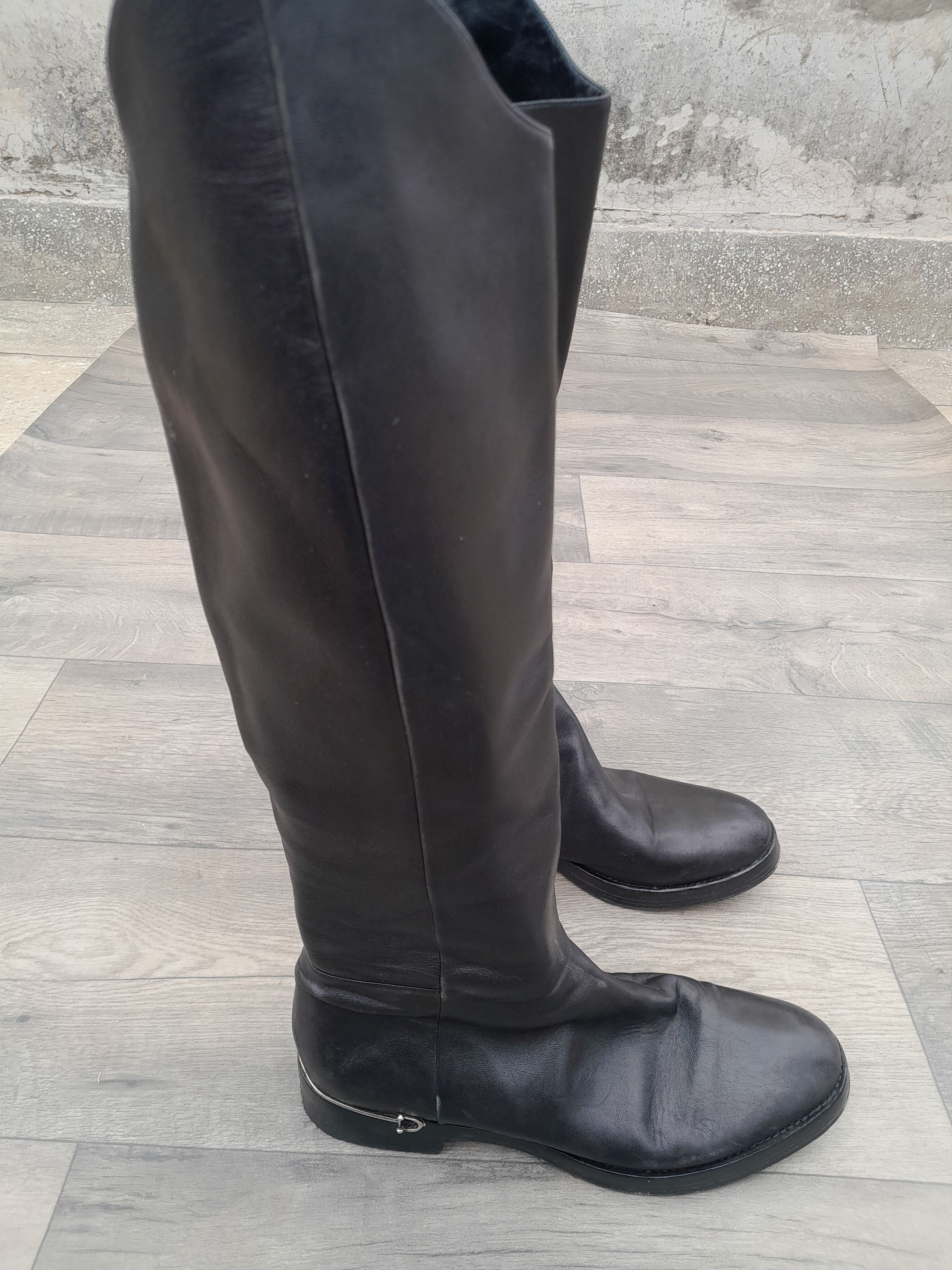 Gucci Gucci Black Leather Stretch Knee High Boots Size US 10 / IT 40 - 9 Thumbnail