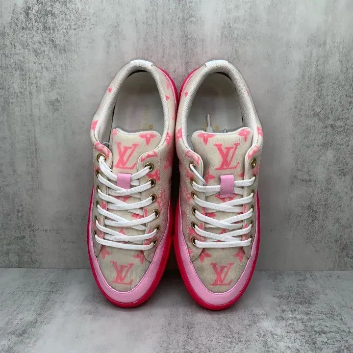 Louis Vuitton Louis Vuitton Pink and White Stellar Sneakers -2508 Size US 5 / IT 35 - 4 Thumbnail