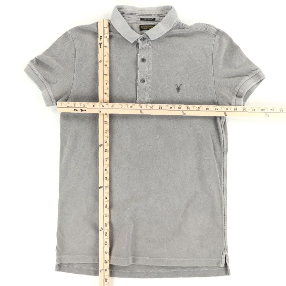 Allsaints Allsaints Polo Shirt Gray Men's M Pique Cotton Solid Shirt 90s Size US M / EU 48-50 / 2 - 3 Thumbnail