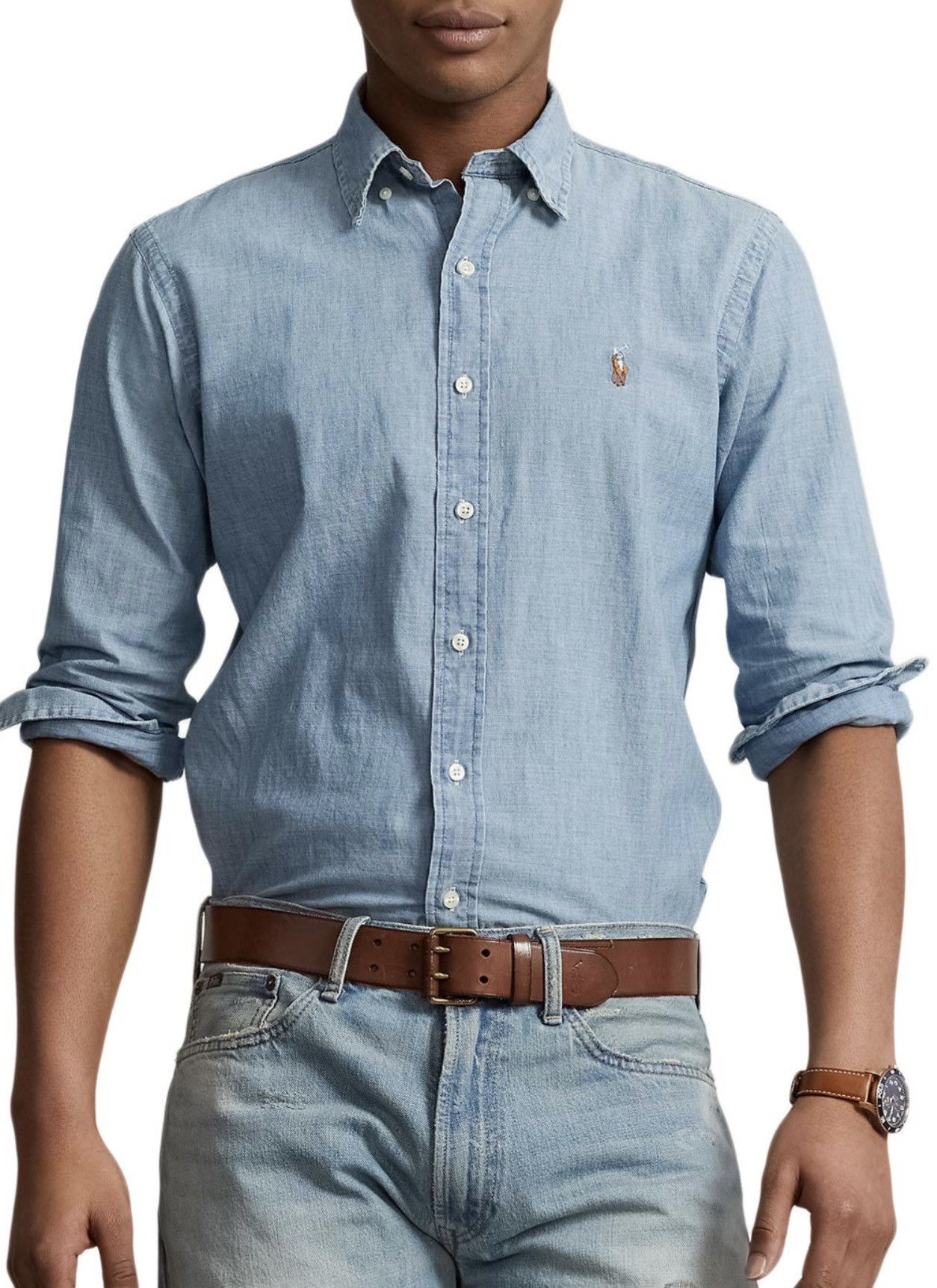 Polo Ralph Lauren Polo Ralph Lauren mens chambray indigo shirt L New Size US L / EU 52-54 / 3 - 1 Thumbnail