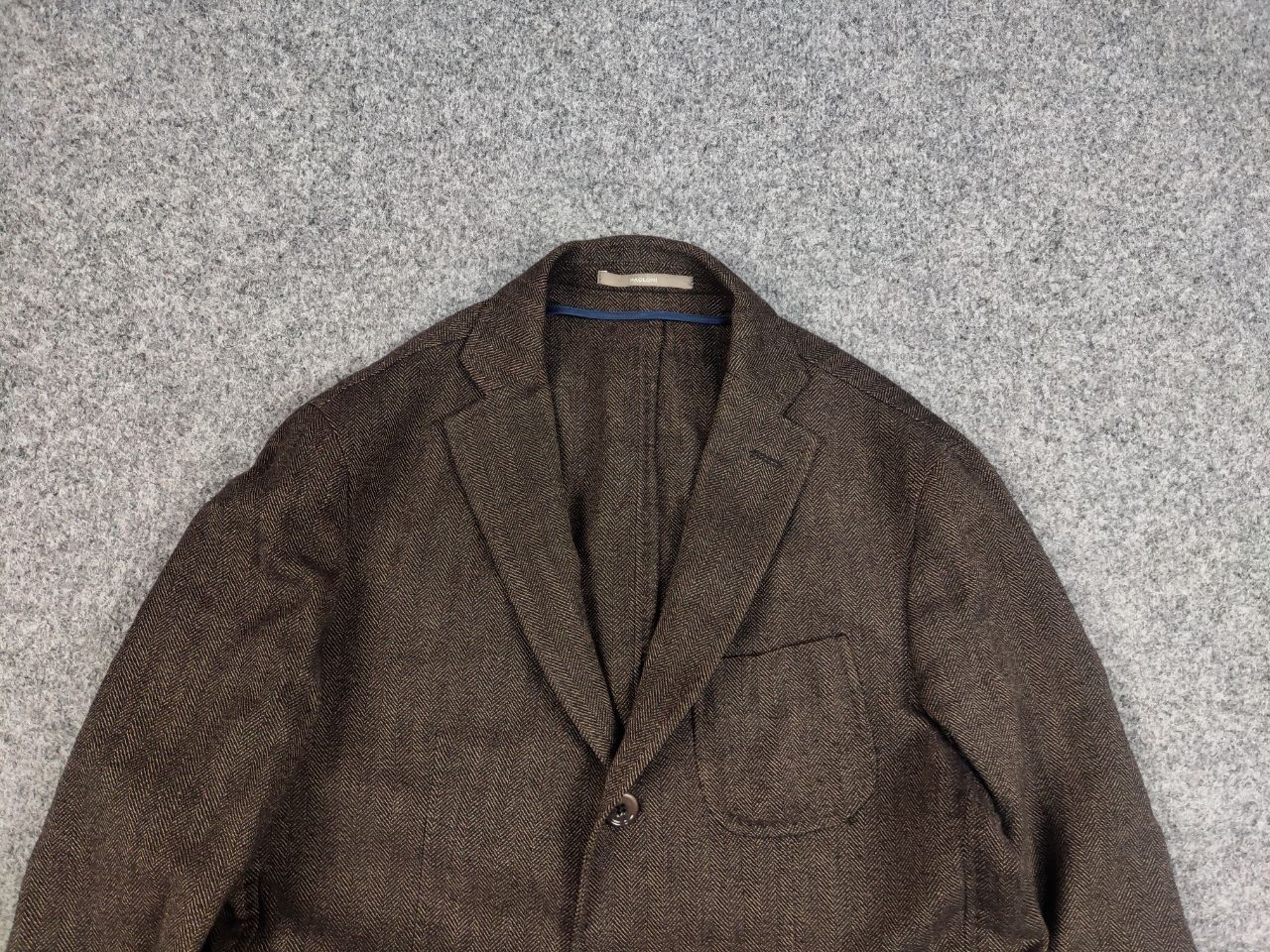Paoloni Paoloni Design Brown Texture Wool Blend Blazer Jacket Size US M / EU 48-50 / 2 - 8 Thumbnail