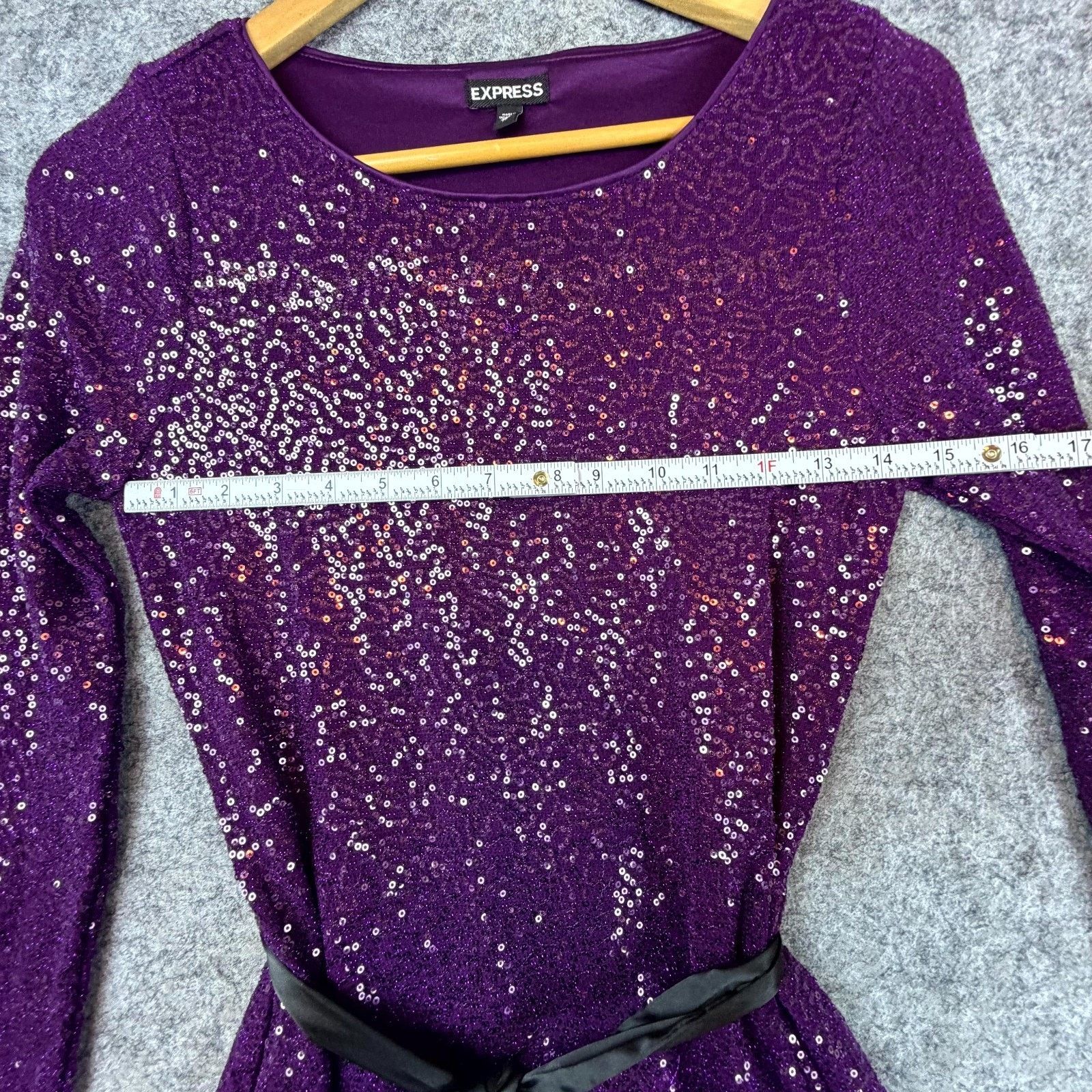 Express Express Bling Dress Womens XS Purple Sequin NYE Sparkle HOCO Size XS / US 0-2 / IT 36-38 - 4 Thumbnail