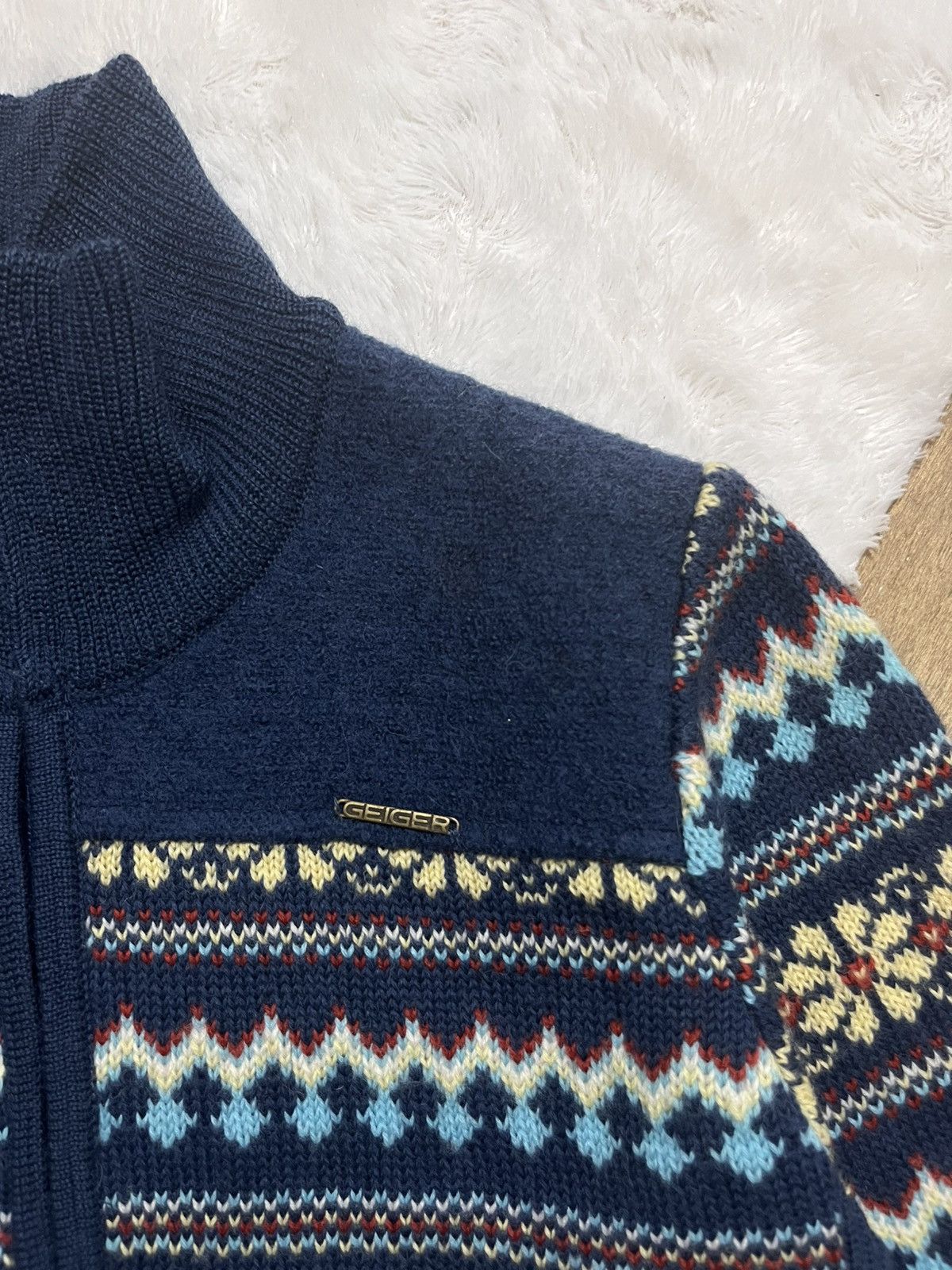 Other Geiger Austria Pure New Wool Fair Isle Knit Zipper Cardigan Size XS / US 0-2 / IT 36-38 - 2 Thumbnail