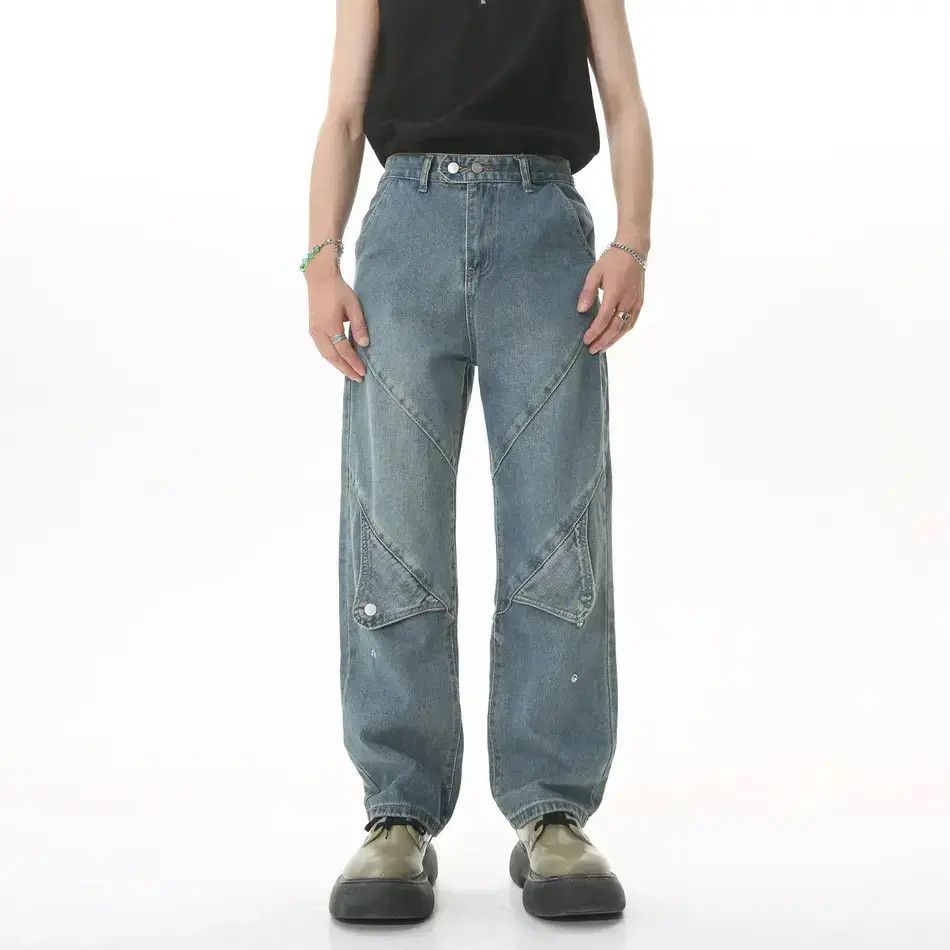 Japanese Brand Retro straight spliced loose jeans Size US 32 / EU 48 - 1 Thumbnail