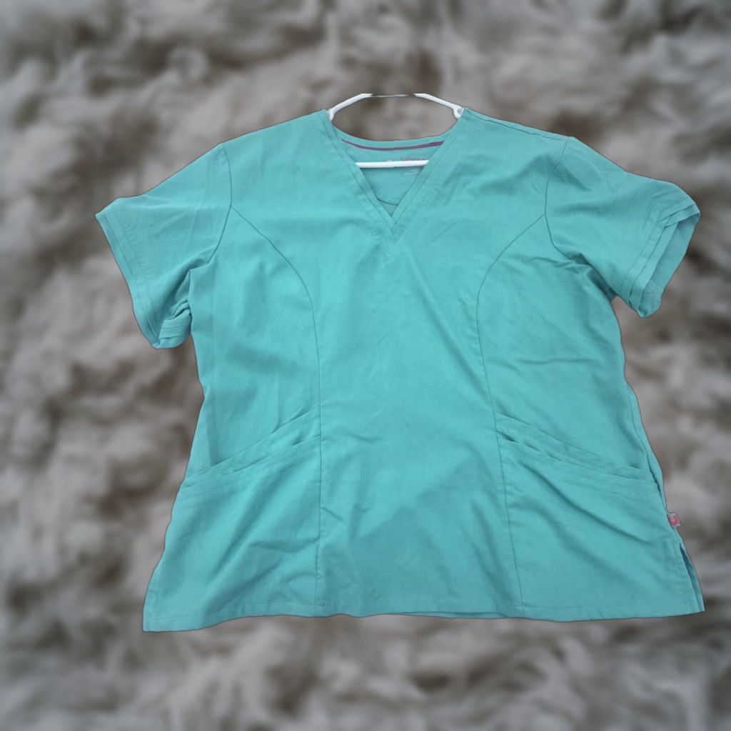Vintage Urbane Ultimate Blue Scrub Top XL Women Medical Nurse Dental Vet Work Solid Pattern Size US XL / EU 56 / 4 - 1 Thumbnail