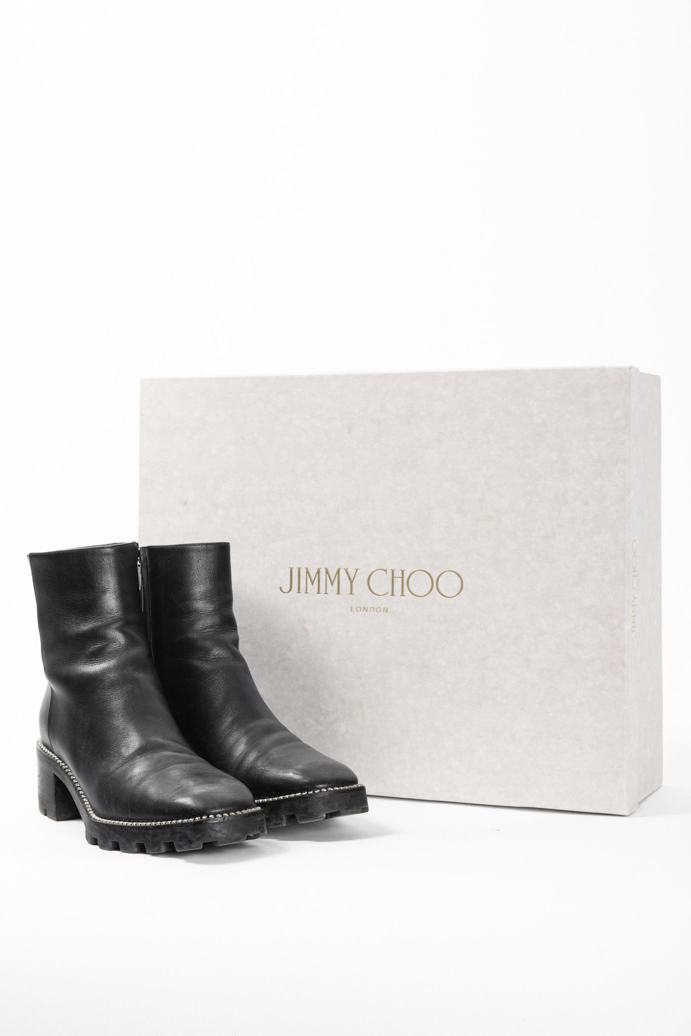Jimmy Choo Jimmy Choo Mava 35 Smooth Leather Crystal-Trim Ankle Boots Size US 7 / IT 37 - 11 Thumbnail