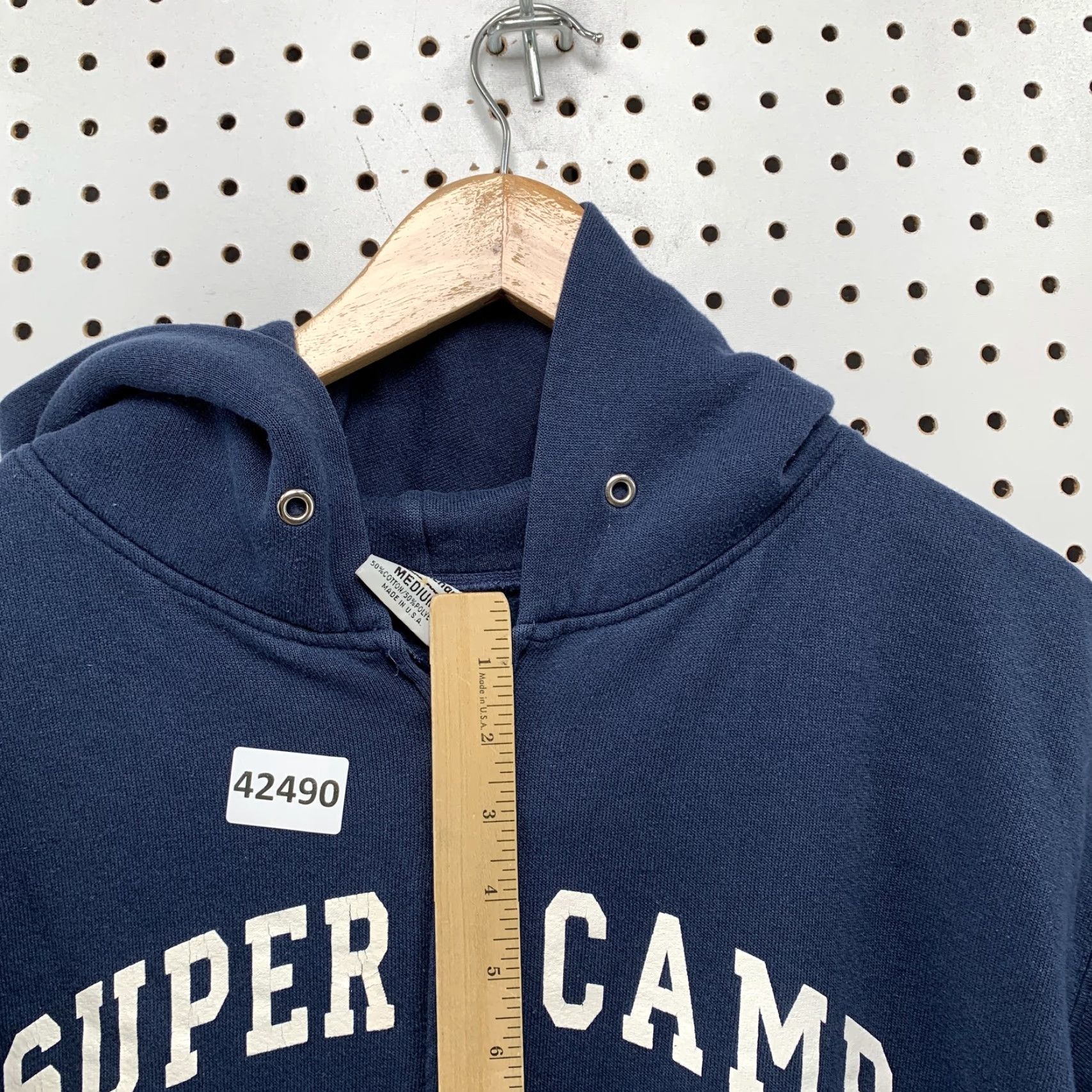 Vintage VINTAGE The Cotton Exchange Mens Hoodie Fleece Full Zip Medium Navy Blue Graphic Print Made in USA Size US M / EU 48-50 / 2 - 5 Thumbnail