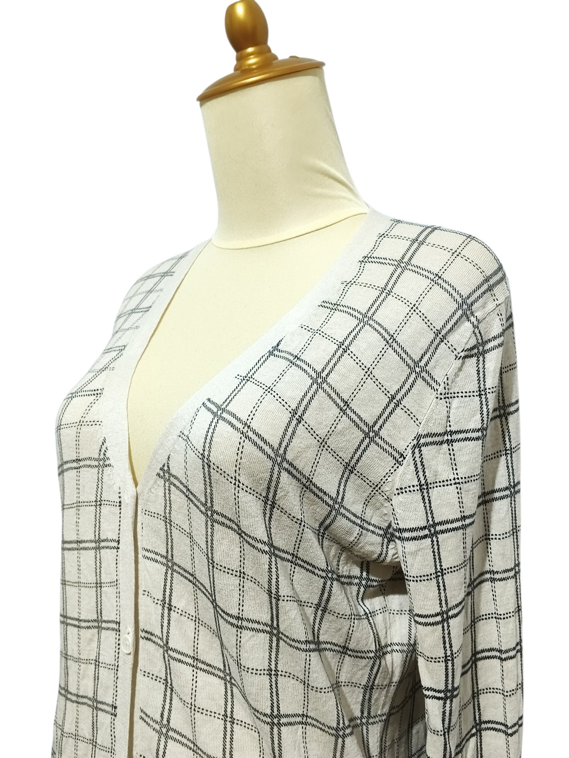 Max Mara 'Smax Mara Plaid Silk Cardigan Size S / US 4 / IT 40 - 3 Thumbnail